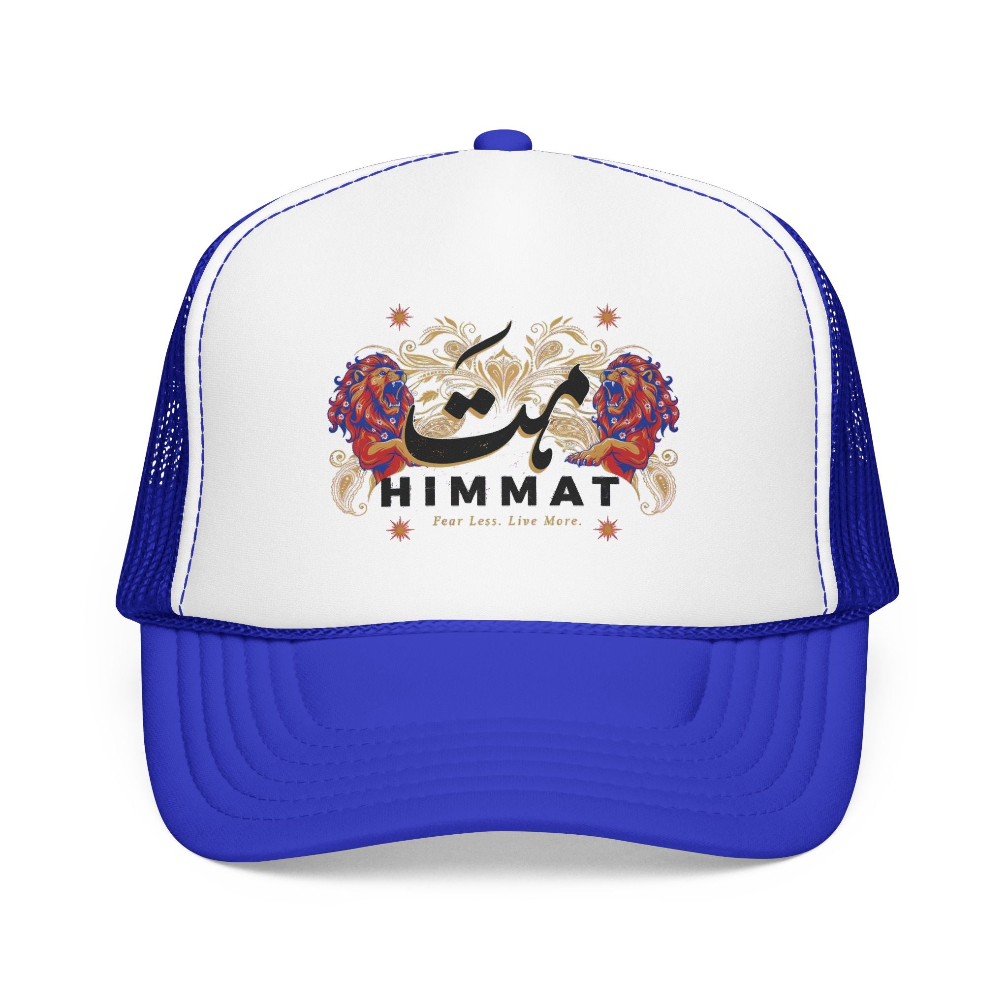 Trucker Hat — Vintage Floral Rose Skull Design (Live Loud, Live More)