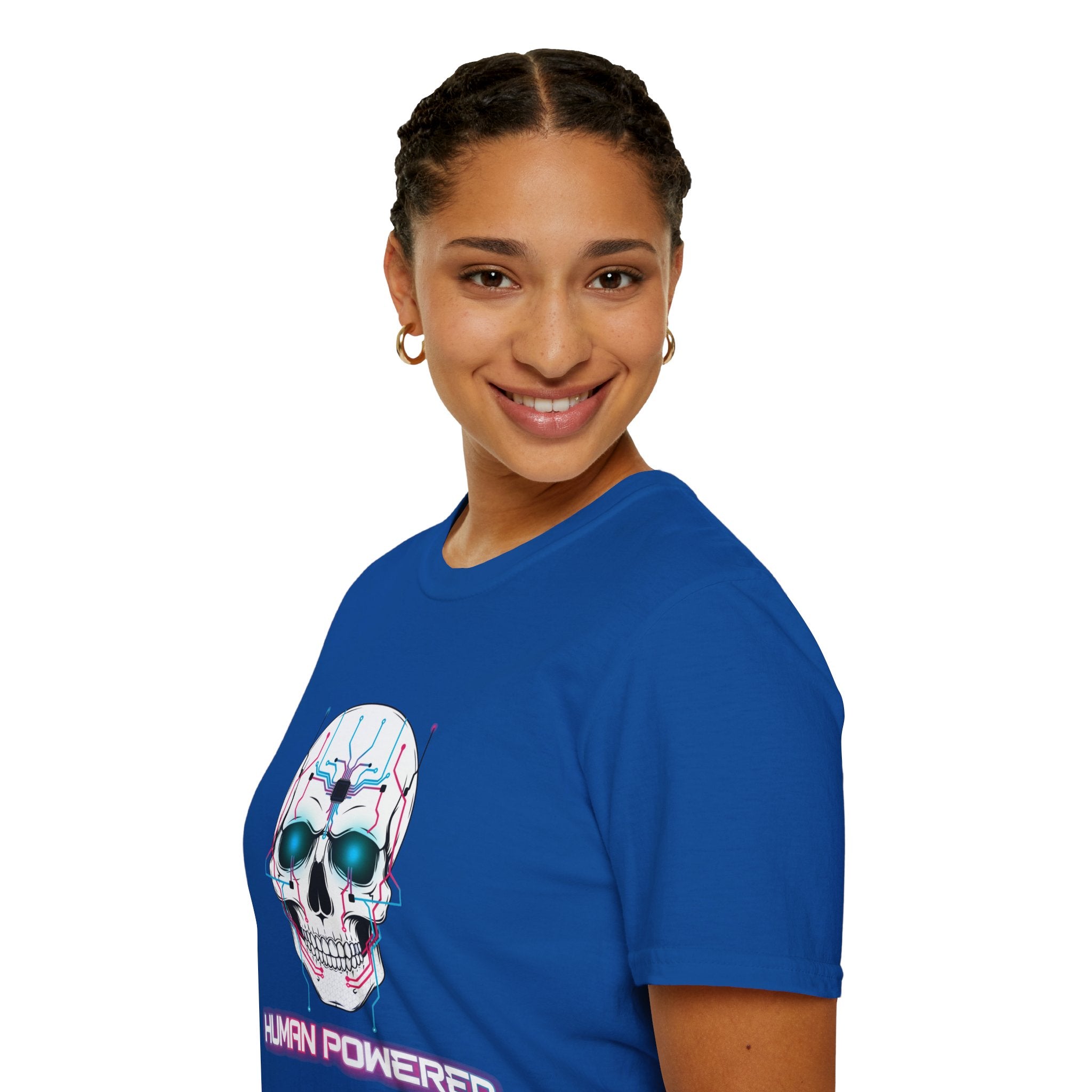 Cyber Skull T‑Shirt — 'Human Powered' Retro Futuristic Graphic Tee