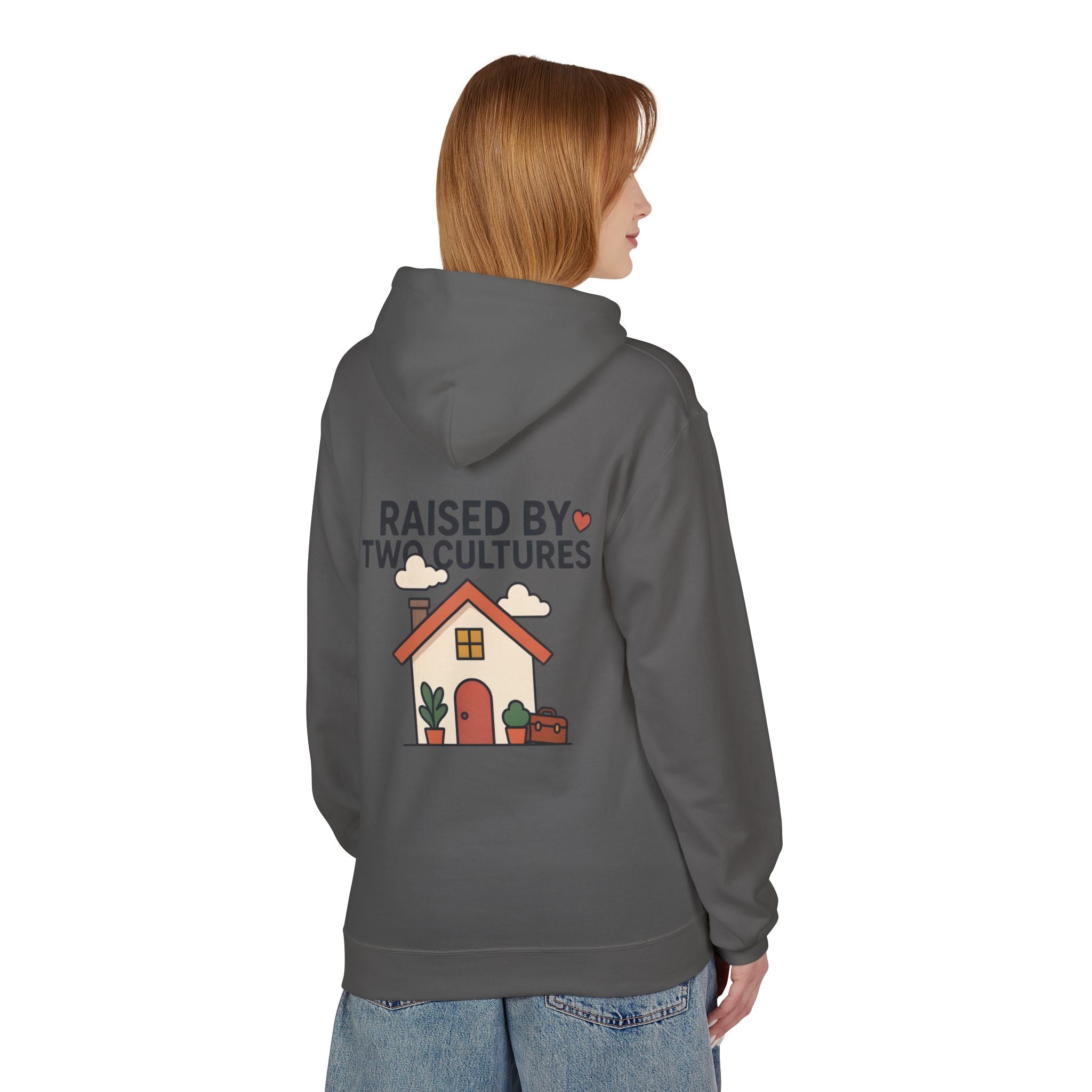 Raised by Two Cultures Hoodie — Multicultural Home Graphic Pullover