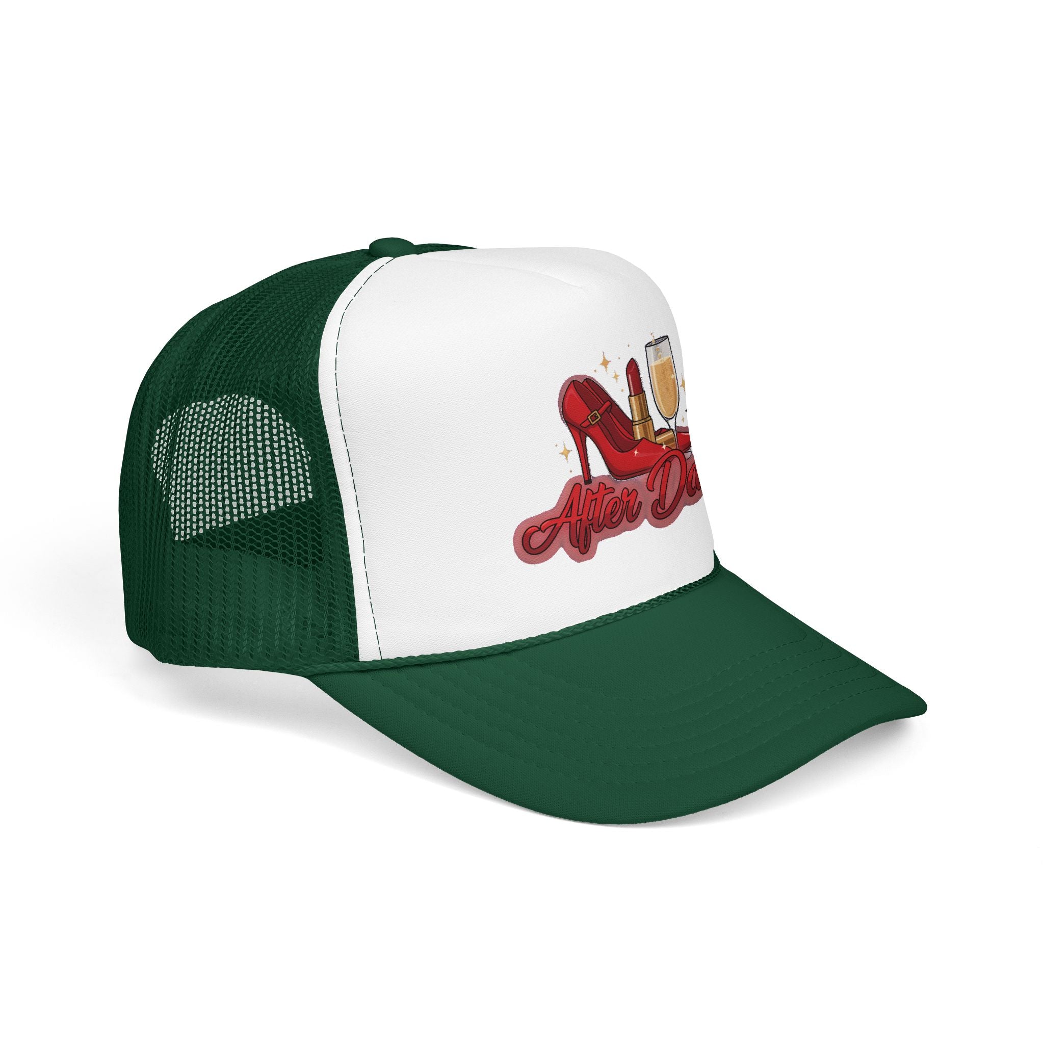 After Dark Trucker Hat — Red Heels & Champagne Foam Cap