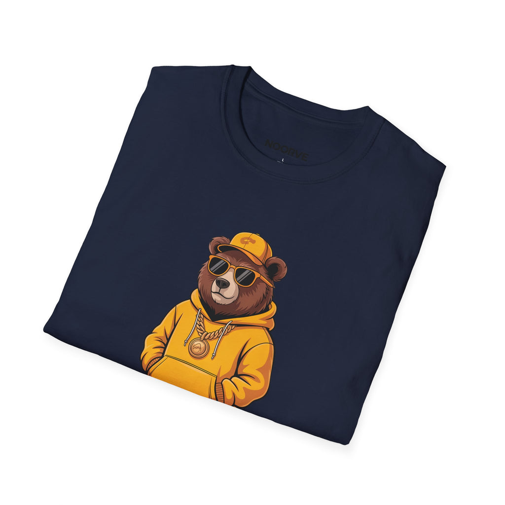 Bear Graphic T-Shirt — Cool Hip-Hop Bear in Yellow Hoodie