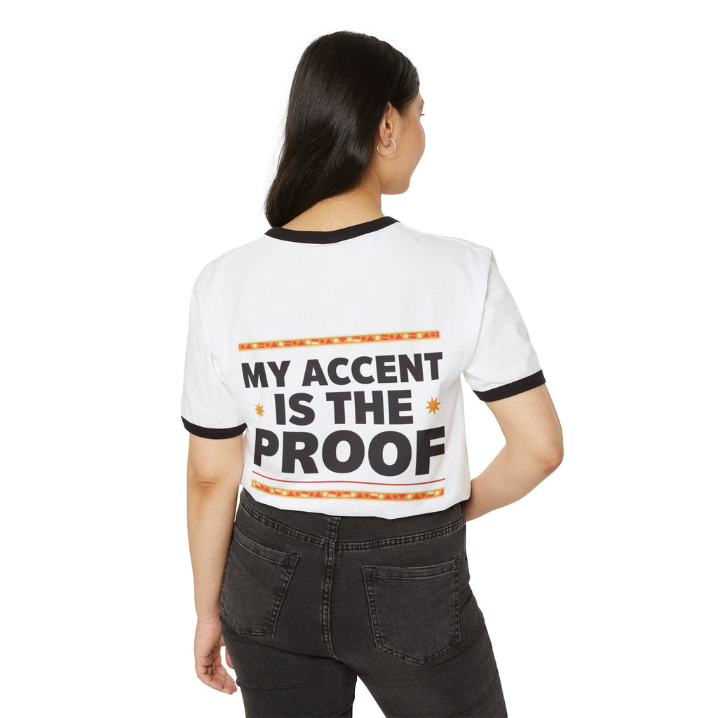 Ringer T-Shirt — 'My Accent Is The Proof' Sunset Mountain Graphic | Noorve | T-Shirt