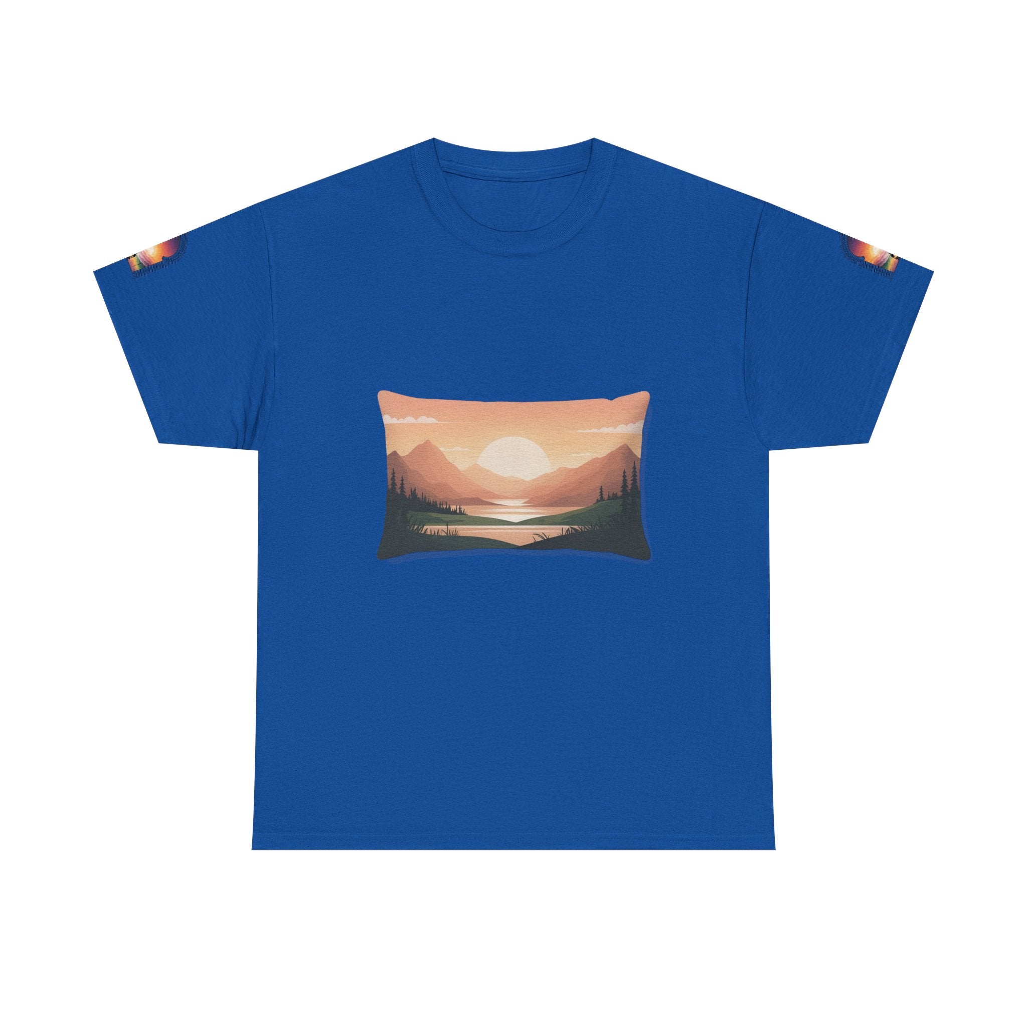 Sunset Mountain Landscape Tee - Retro Nature Graphic T-Shirt