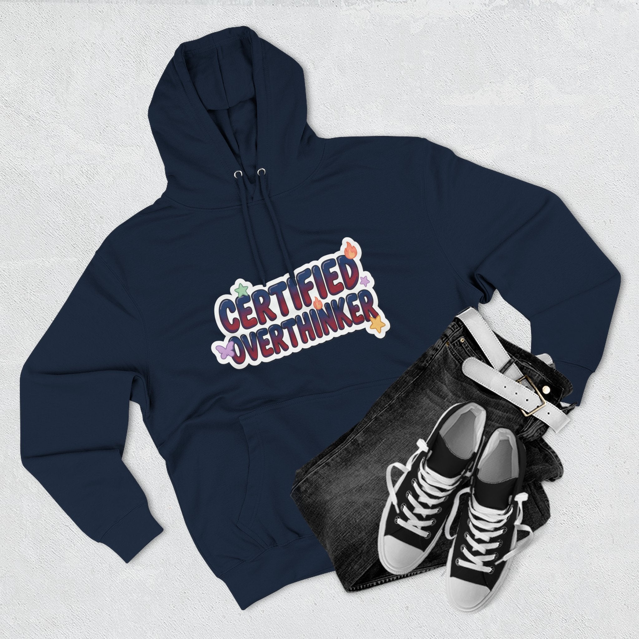 Hoodie — 'Certified Overthinker' & 'Anti Surfing Sun Club' Graphic Pullover