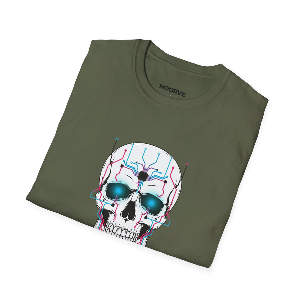 Cyber Skull T‑Shirt — 'Human Powered' Retro Futuristic Graphic Tee