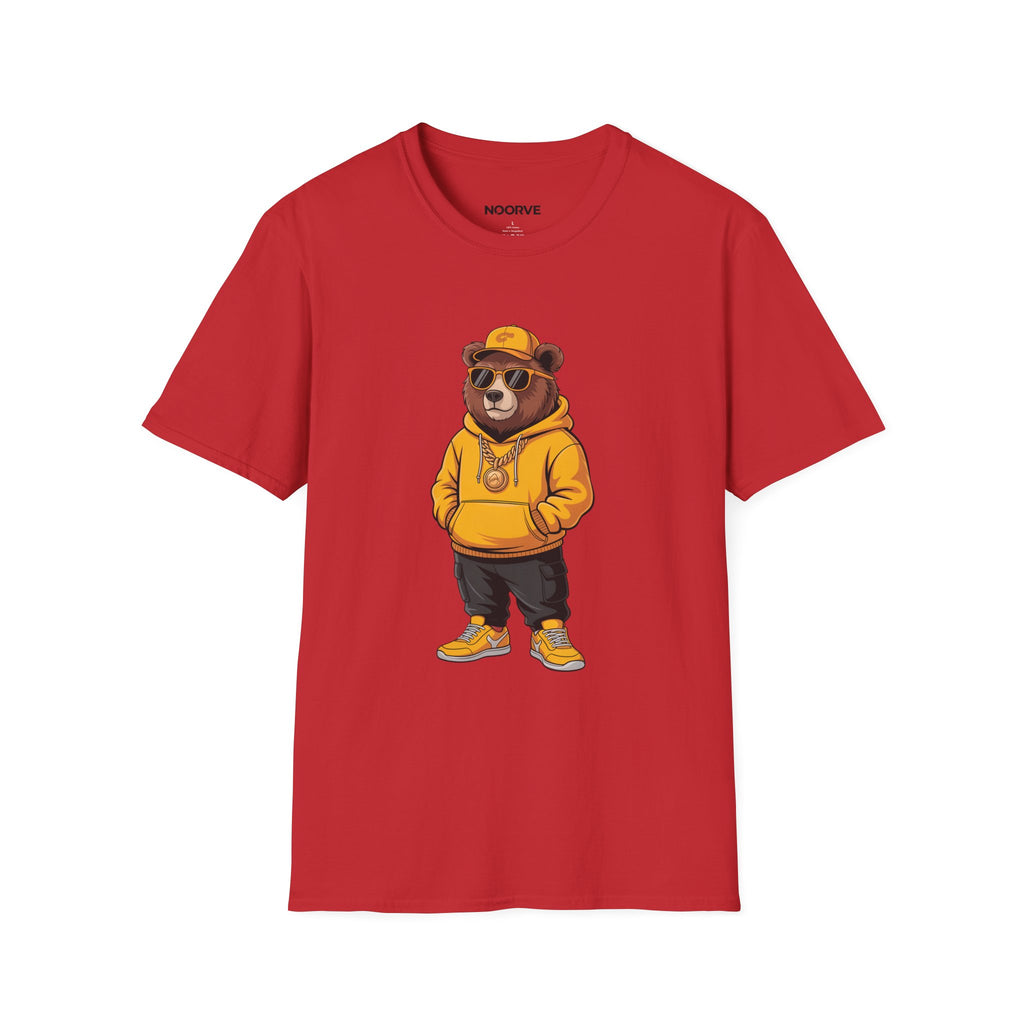 Bear Graphic T-Shirt — Cool Hip-Hop Bear in Yellow Hoodie