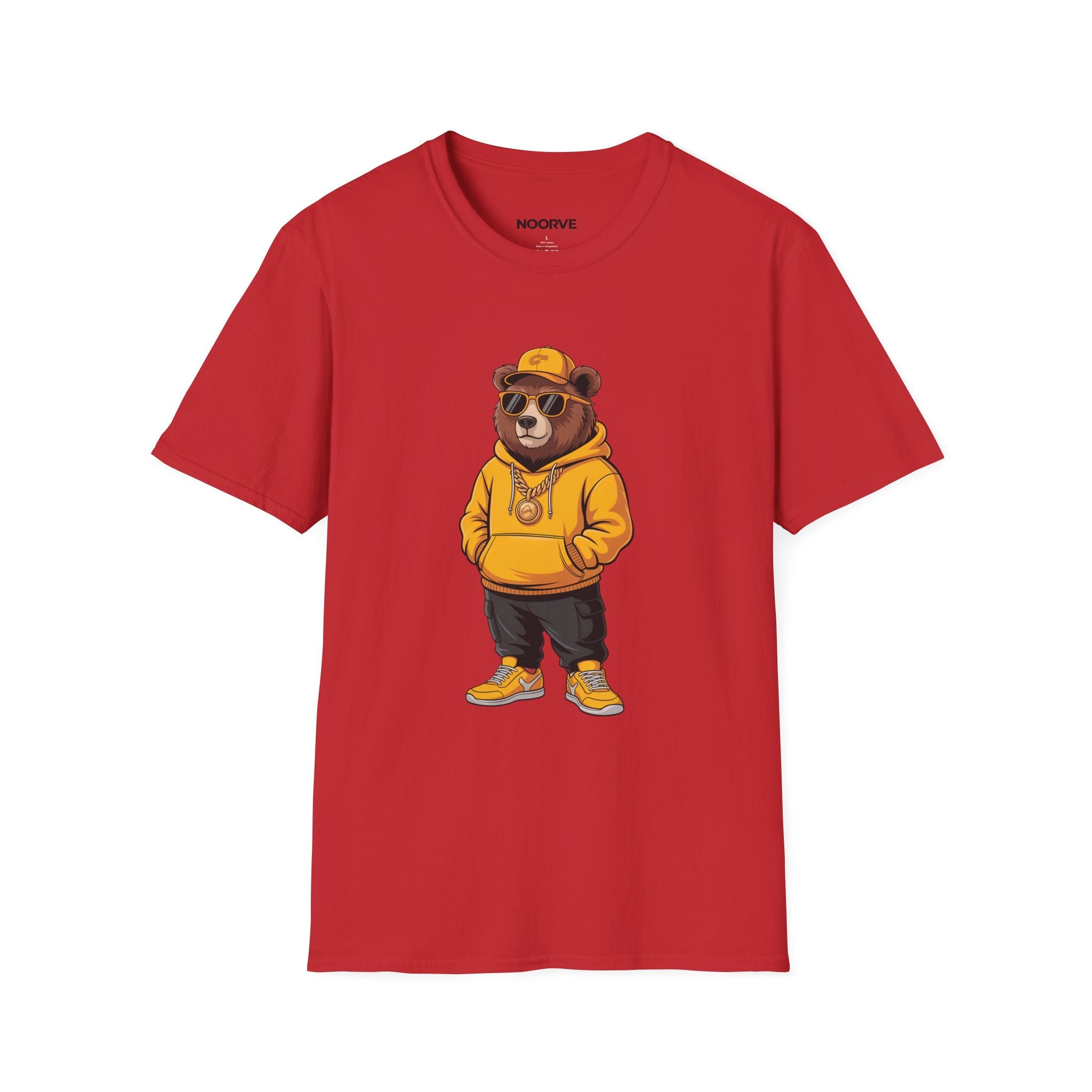 Bear Graphic T-Shirt — Cool Hip-Hop Bear in Yellow Hoodie