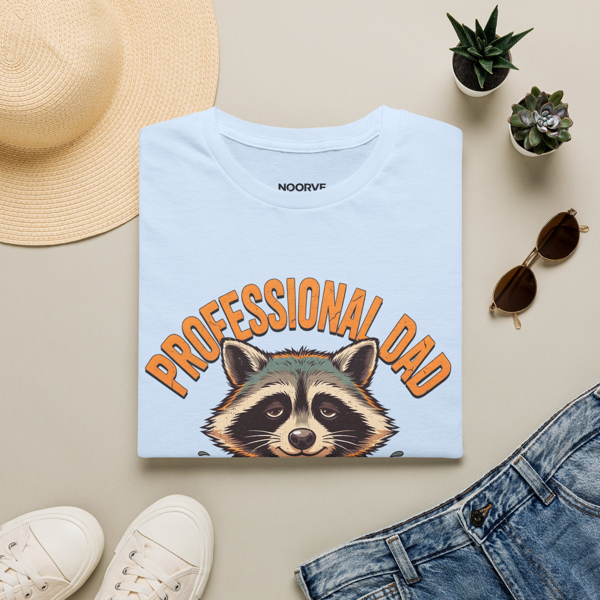 Dad T-Shirt — “Professional Dad, Amateur Sleeper” Raccoon Graphic Tee