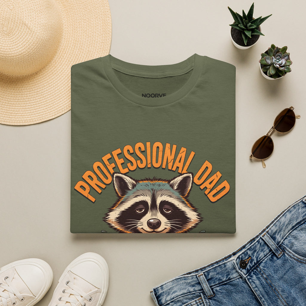 Dad T-Shirt — “Professional Dad, Amateur Sleeper” Raccoon Graphic Tee