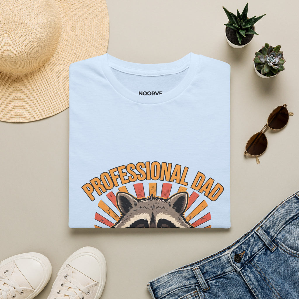 Dad T-Shirt – Professional Dad, Amateur Sleeper Cute Raccoon Father's Day Tee | Noorve | T-Shirt