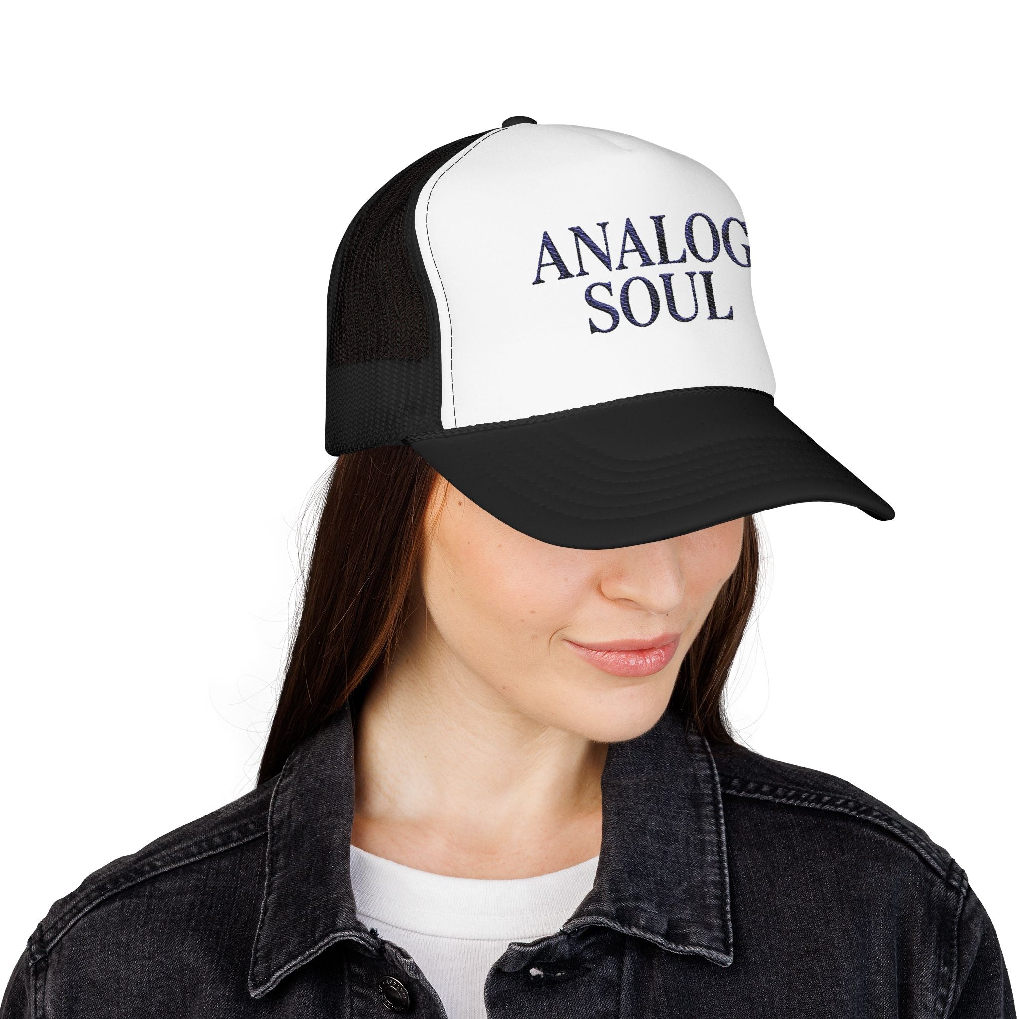 Analog Soul Trucker Hat — Retro Music-Inspired Foam Mesh Cap