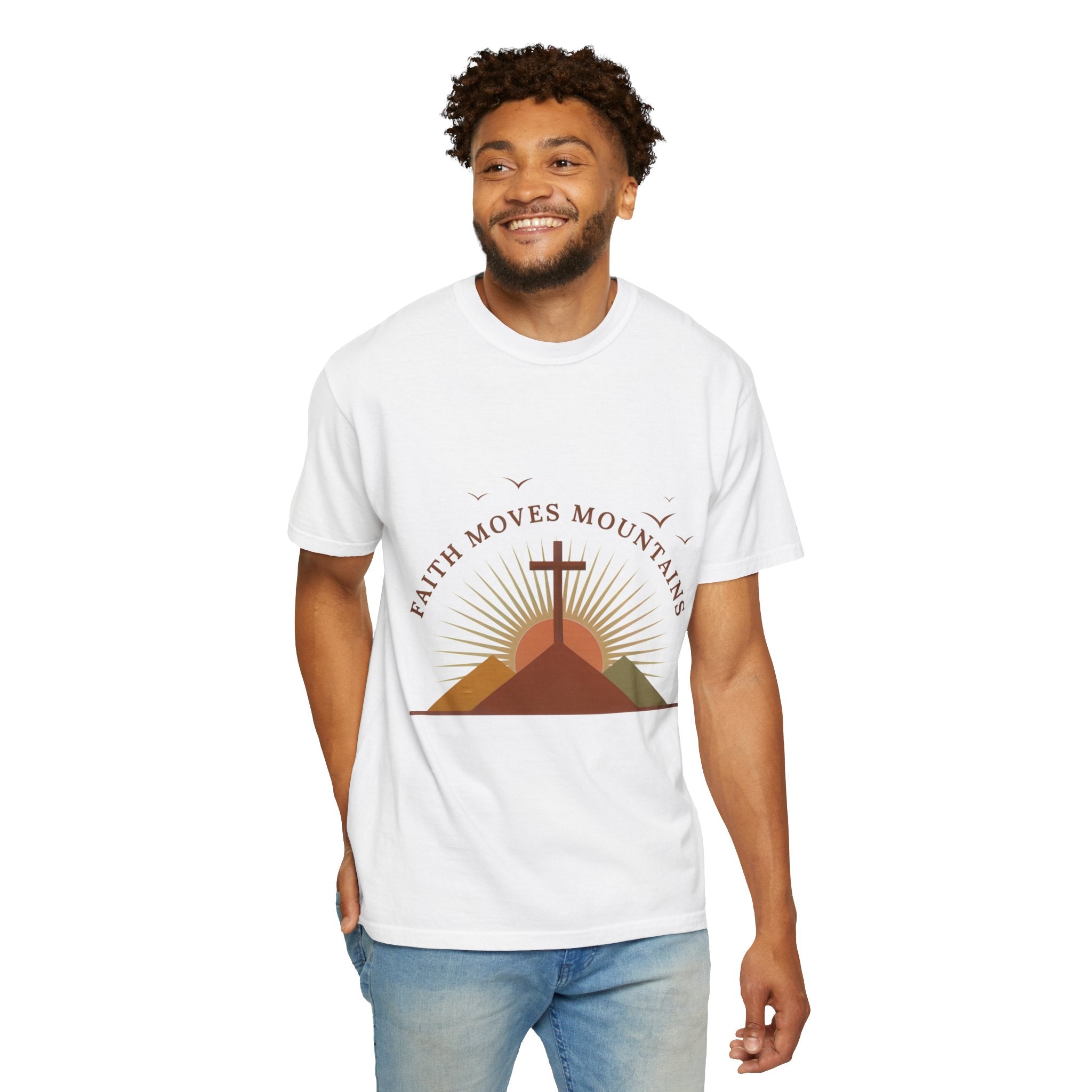 Faith Moves Mountains T-Shirt — Christian Cross Mountain Graphic Tee | Noorve | T-Shirt