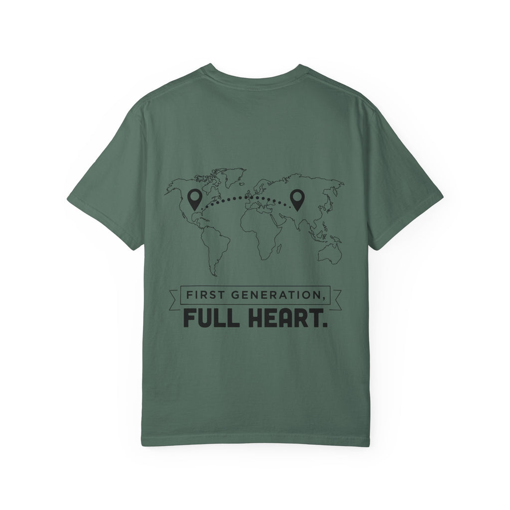 Home Is Two Places T-Shirt — "First Generation, Full Heart" Graphic Tee
