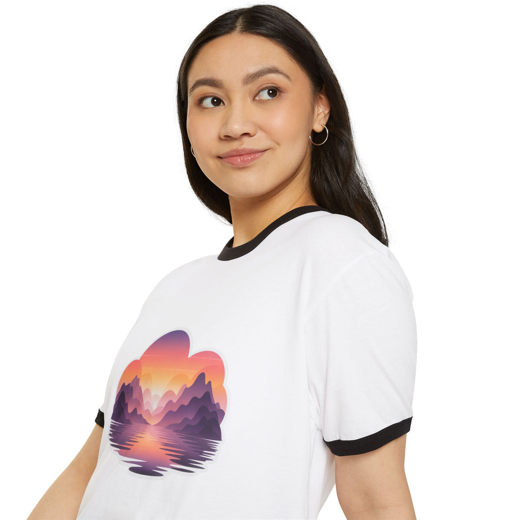 Ringer T-Shirt — 'My Accent Is The Proof' Sunset Mountain Graphic | Noorve | T-Shirt