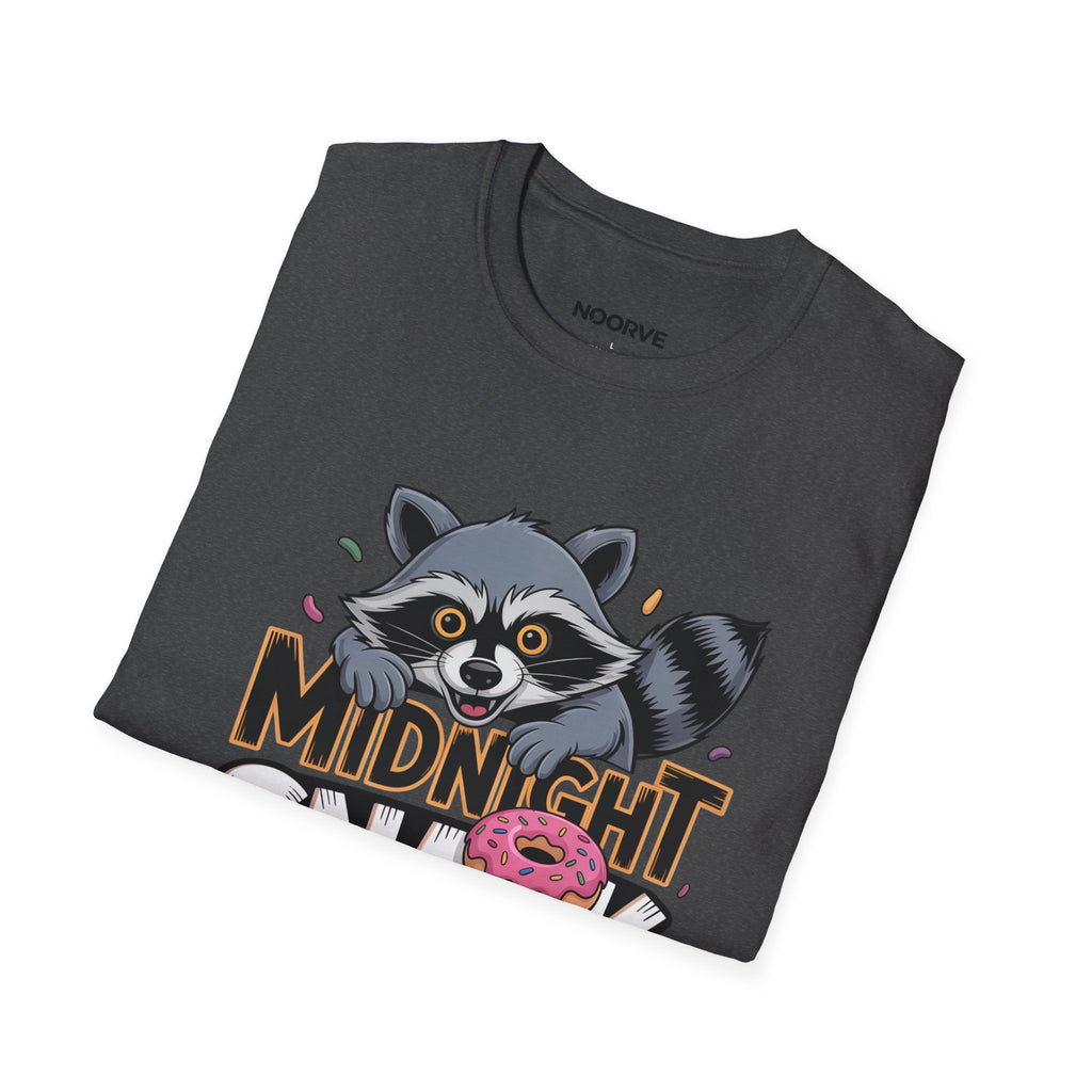 Midnight Snack Crew T-Shirt — Cute Raccoon Donut Tee