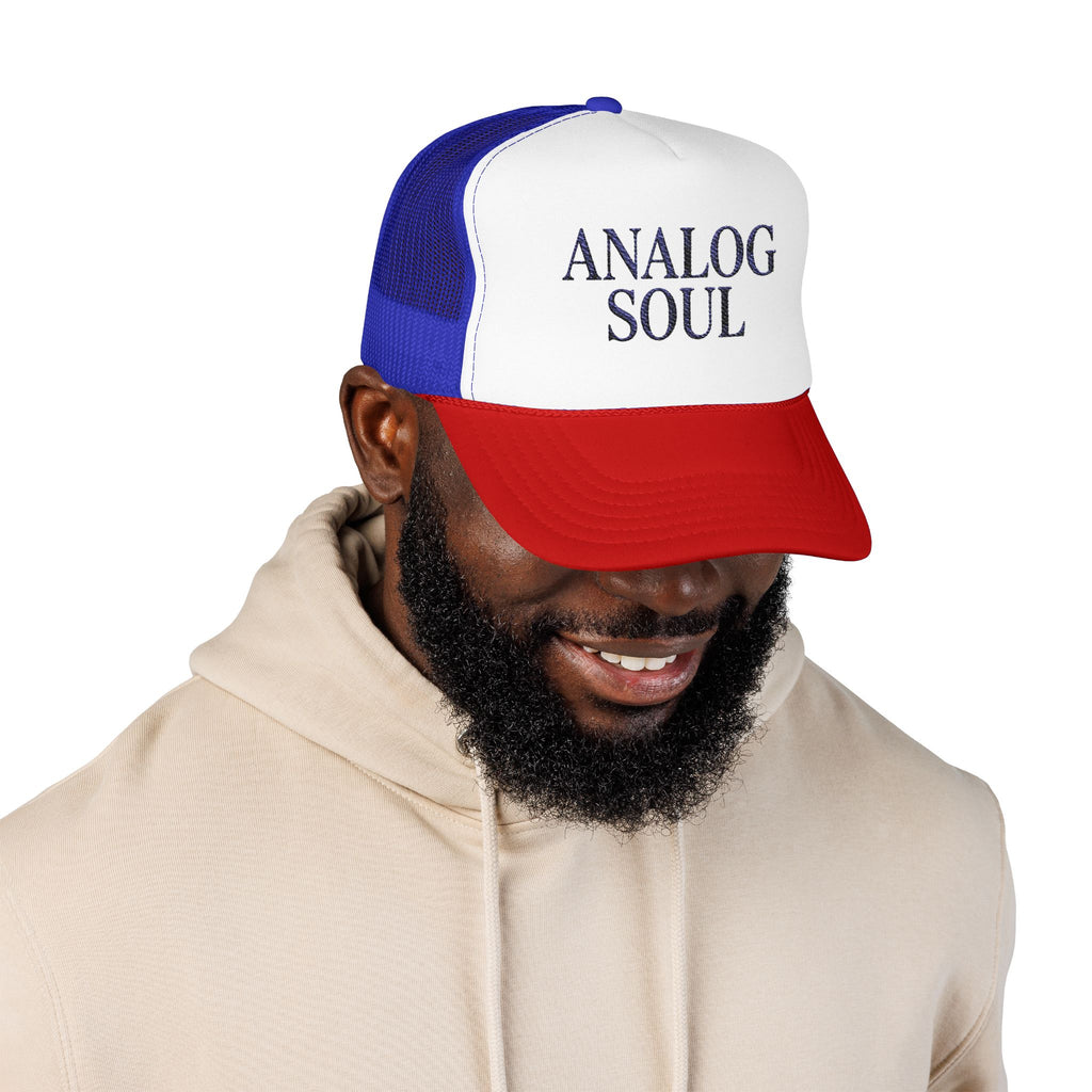 Analog Soul Trucker Hat — Retro Music-Inspired Foam Mesh Cap