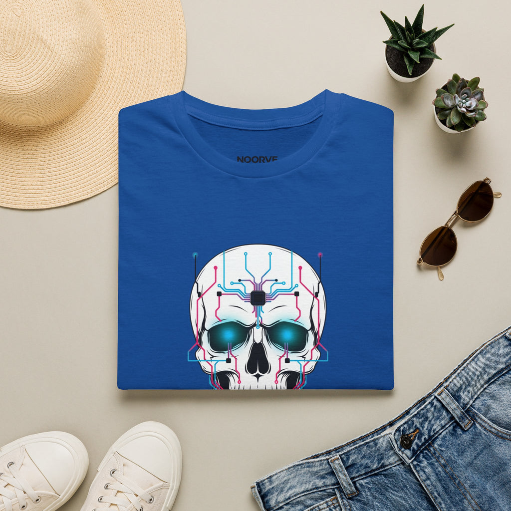 Cyber Skull T-Shirt — 'Human Powered' Retro Futuristic Graphic Tee | Noorve | T-Shirt