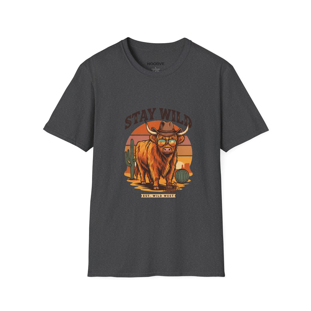 Stay Wild Longhorn T-Shirt — Retro Western Cow Skull Graphic Tee