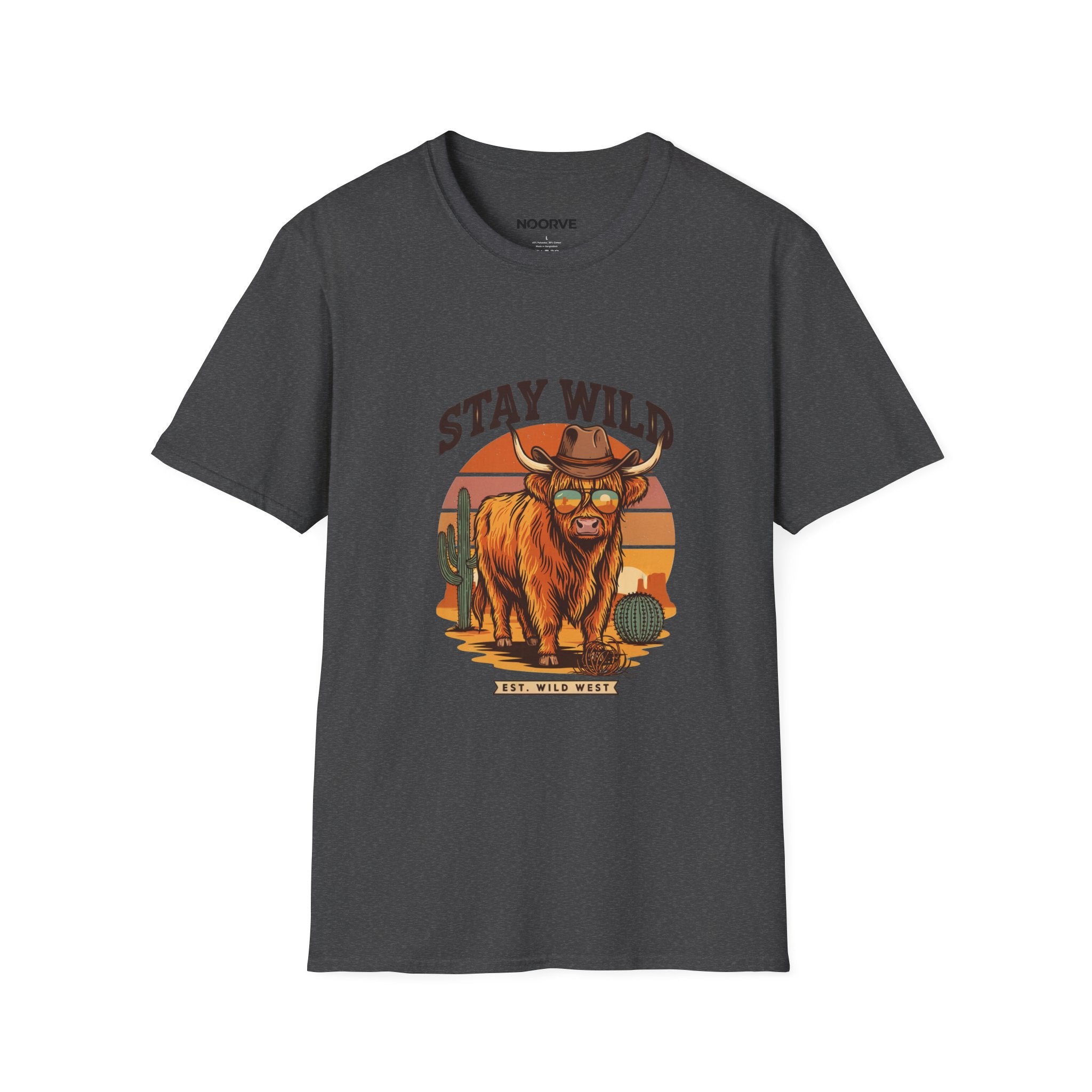 Stay Wild Longhorn T-Shirt — Retro Western Cow Skull Graphic Tee