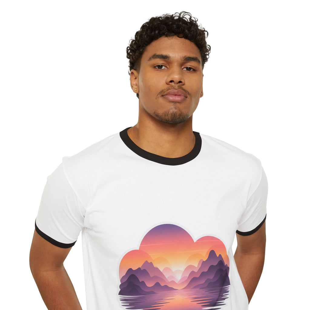 Ringer T-Shirt — 'My Accent Is The Proof' Sunset Mountain Graphic | Noorve | T-Shirt