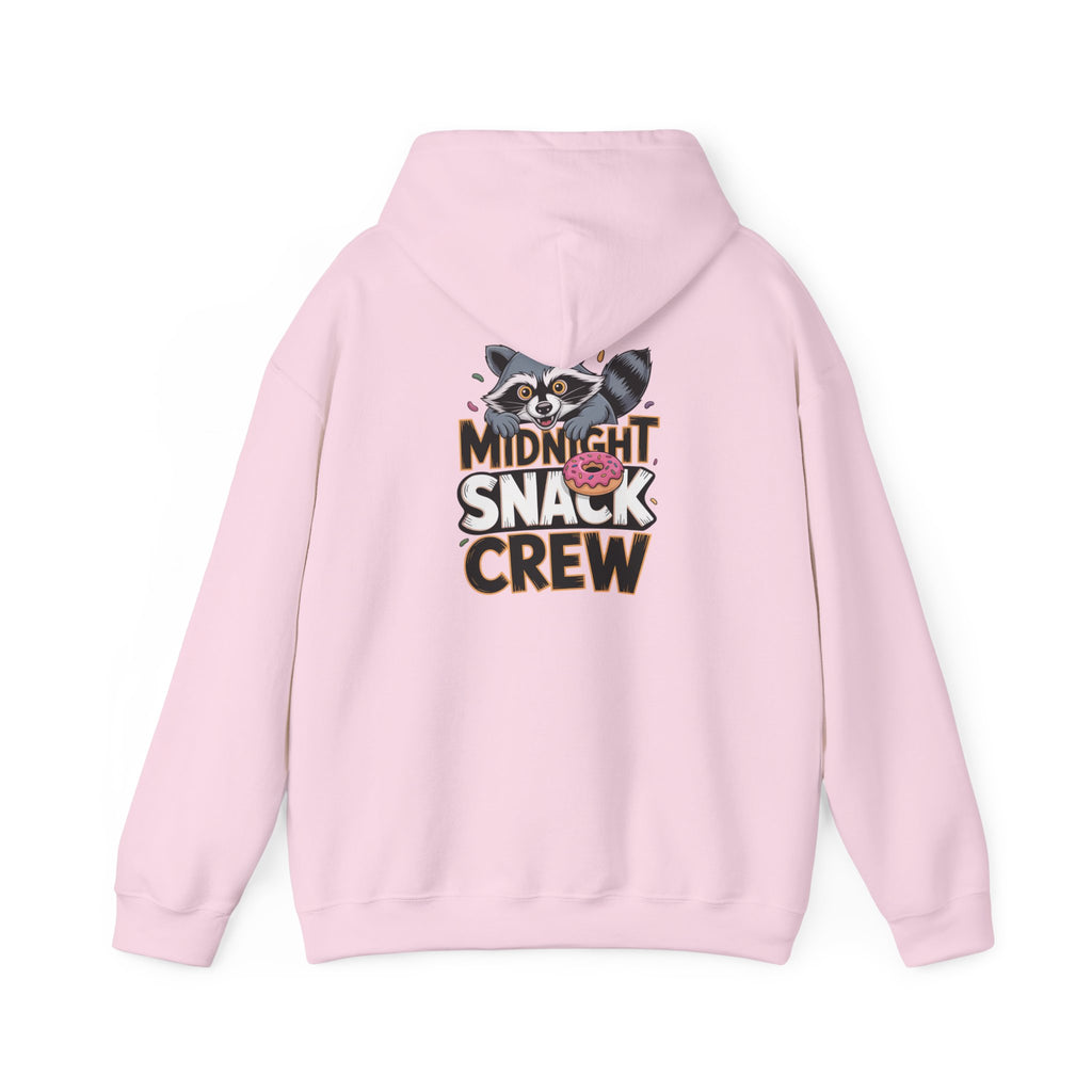 Midnight Snack Crew Hoodie — 'Wake the Sky' Raccoon Graphic Hooded Sweatshirt