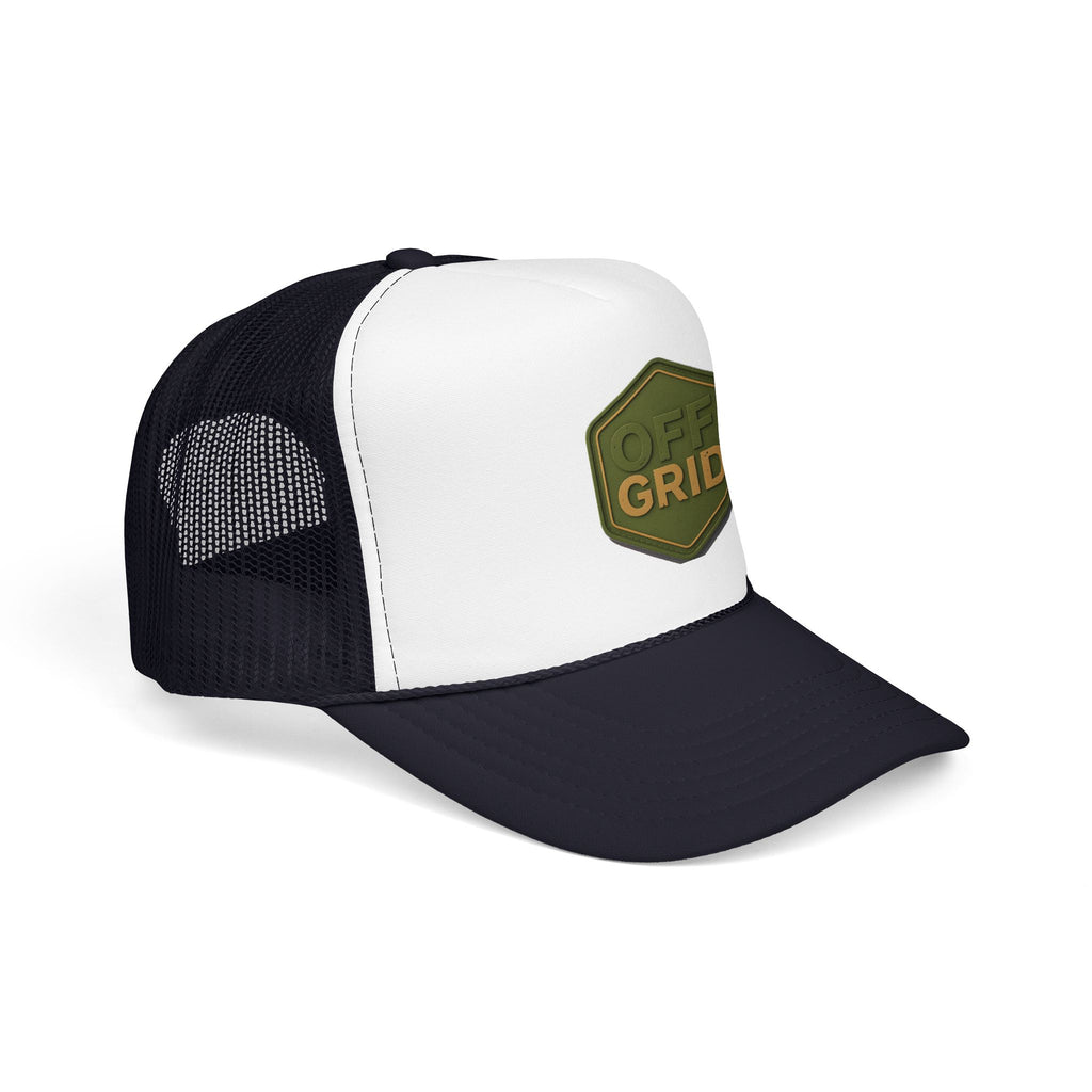 Off Grid Patch Trucker Hat — Military Green Adventure Cap