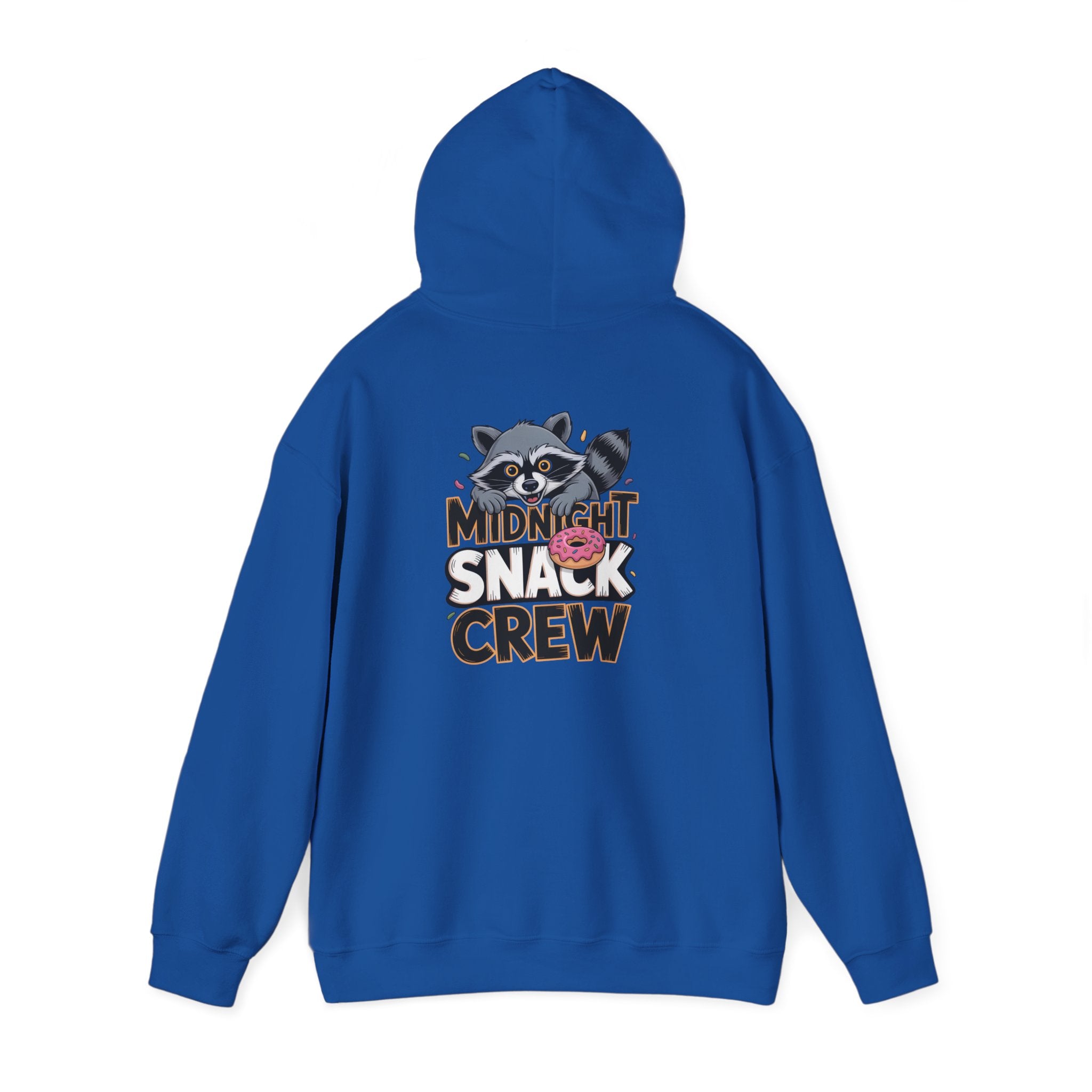 Midnight Snack Crew Hoodie — 'Wake the Sky' Raccoon Graphic Hooded Sweatshirt