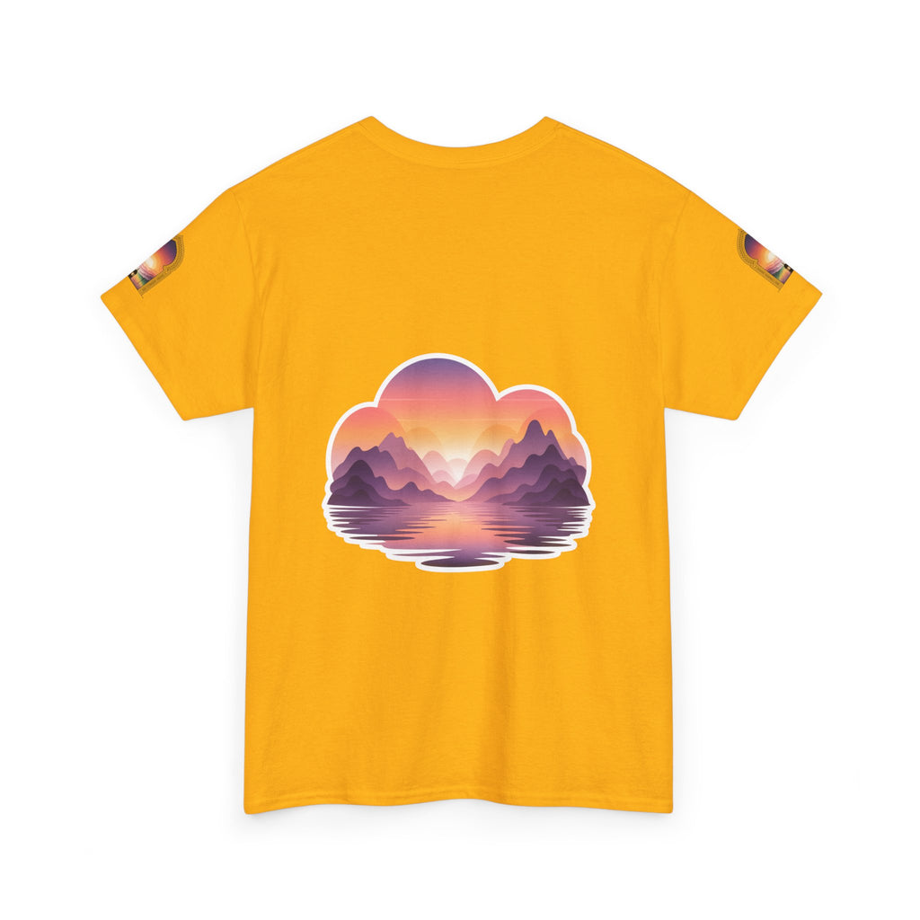 Sunset Mountain Landscape Tee - Retro Nature Graphic T-Shirt