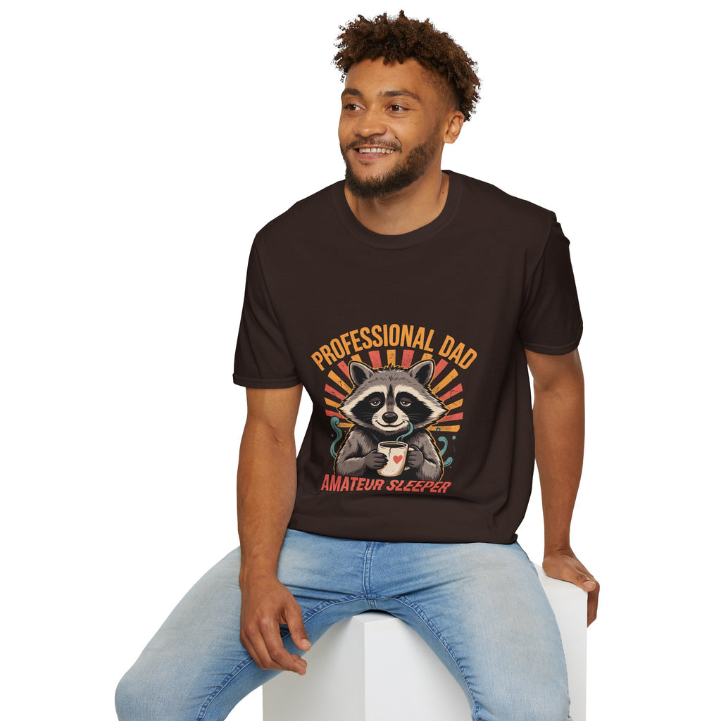 Dad T-Shirt – “Professional Dad, Amateur Sleeper” Cute Raccoon Father’s Day Tee