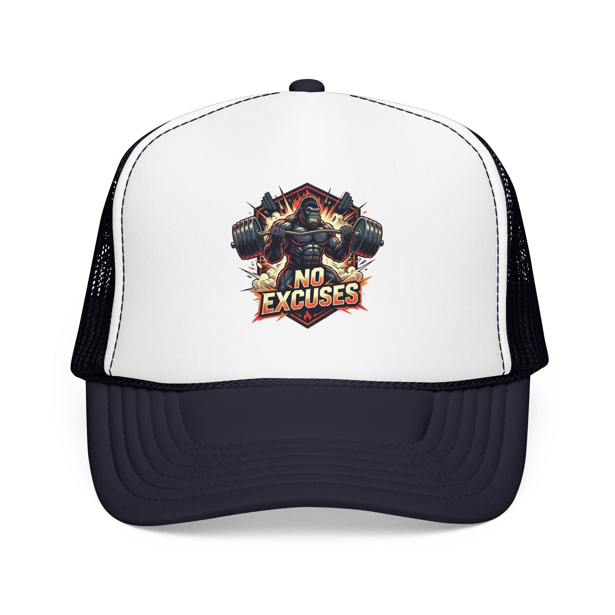 Trucker Hat — 'No Excuses' Gym Skull Design | Noorve | Hats
