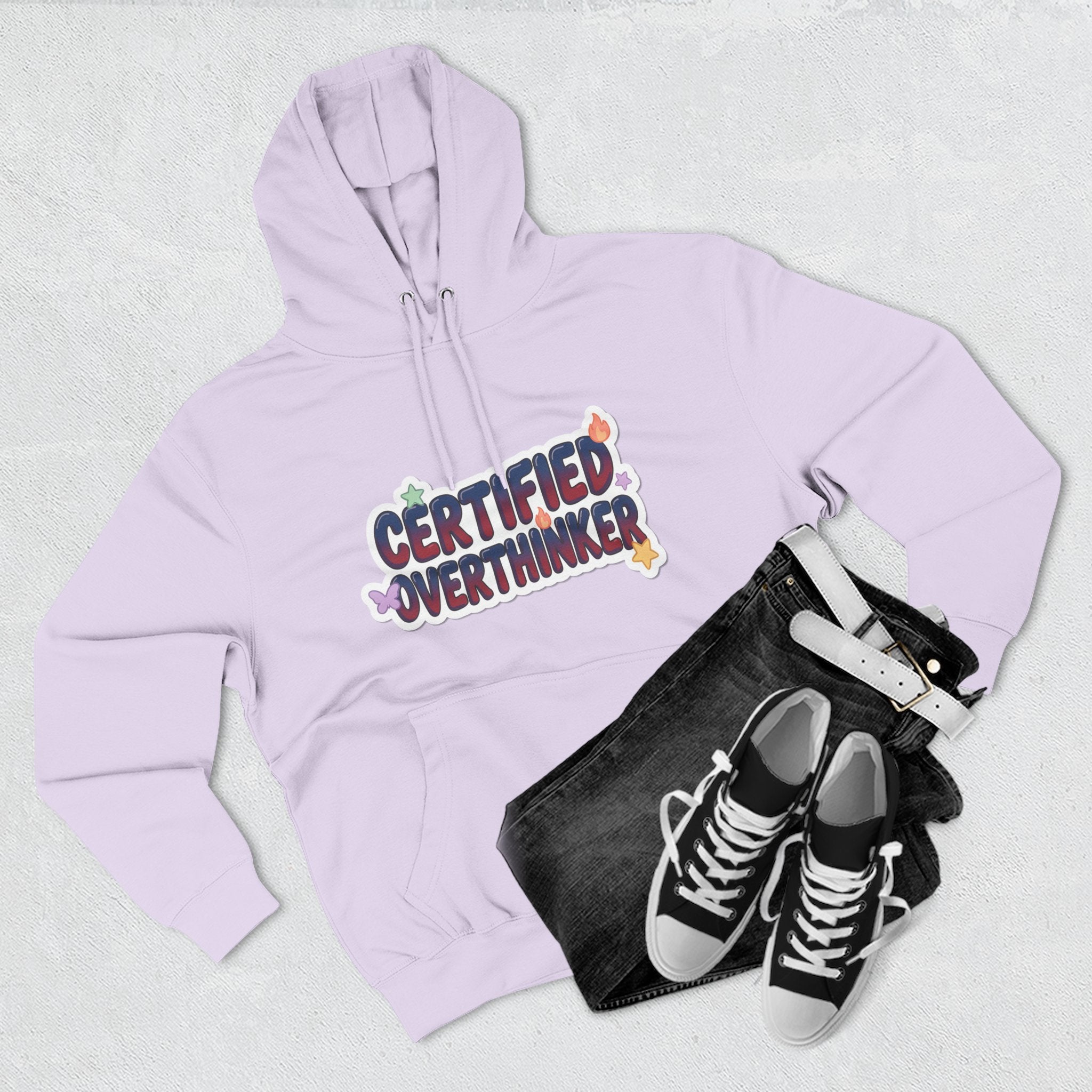Hoodie — 'Certified Overthinker' & 'Anti Surfing Sun Club' Graphic Pullover