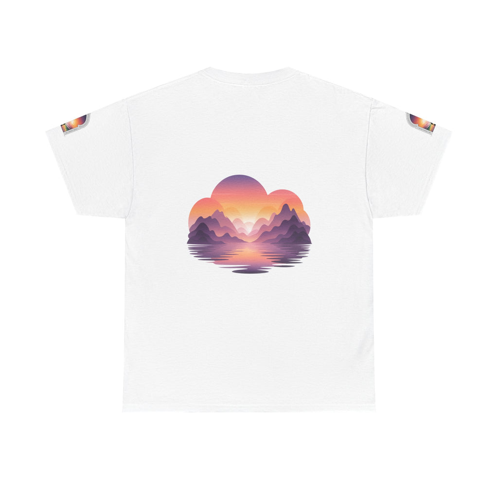 Sunset Mountain Landscape Tee - Retro Nature Graphic T-Shirt