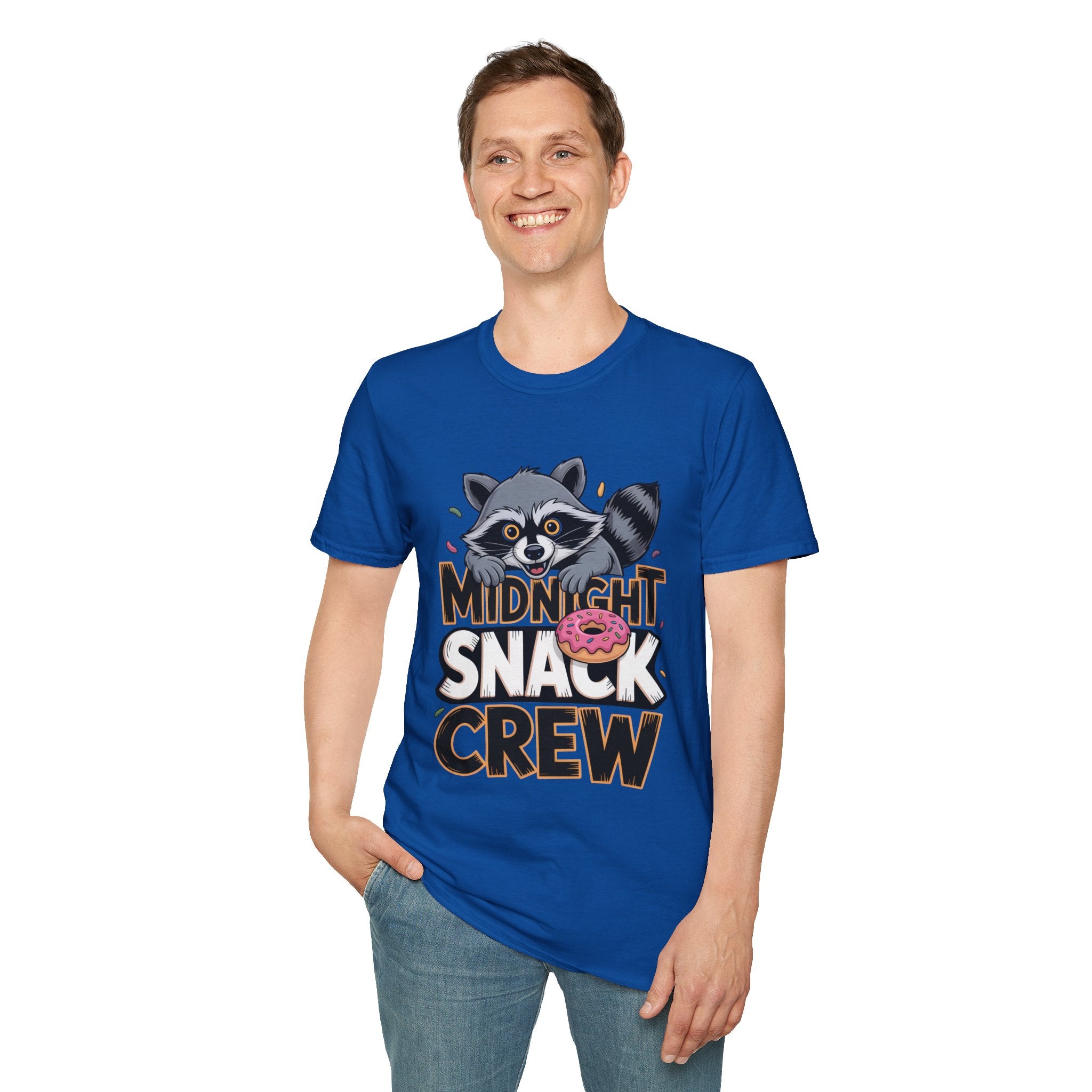 Midnight Snack Crew T-Shirt — Cute Raccoon Donut Tee