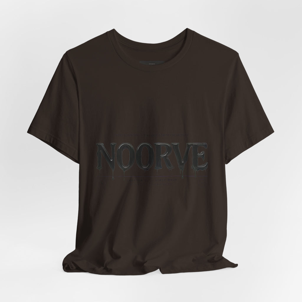 Noorve Drip Logo T-Shirt — Graphic White Tee with Gothic Dripping Text