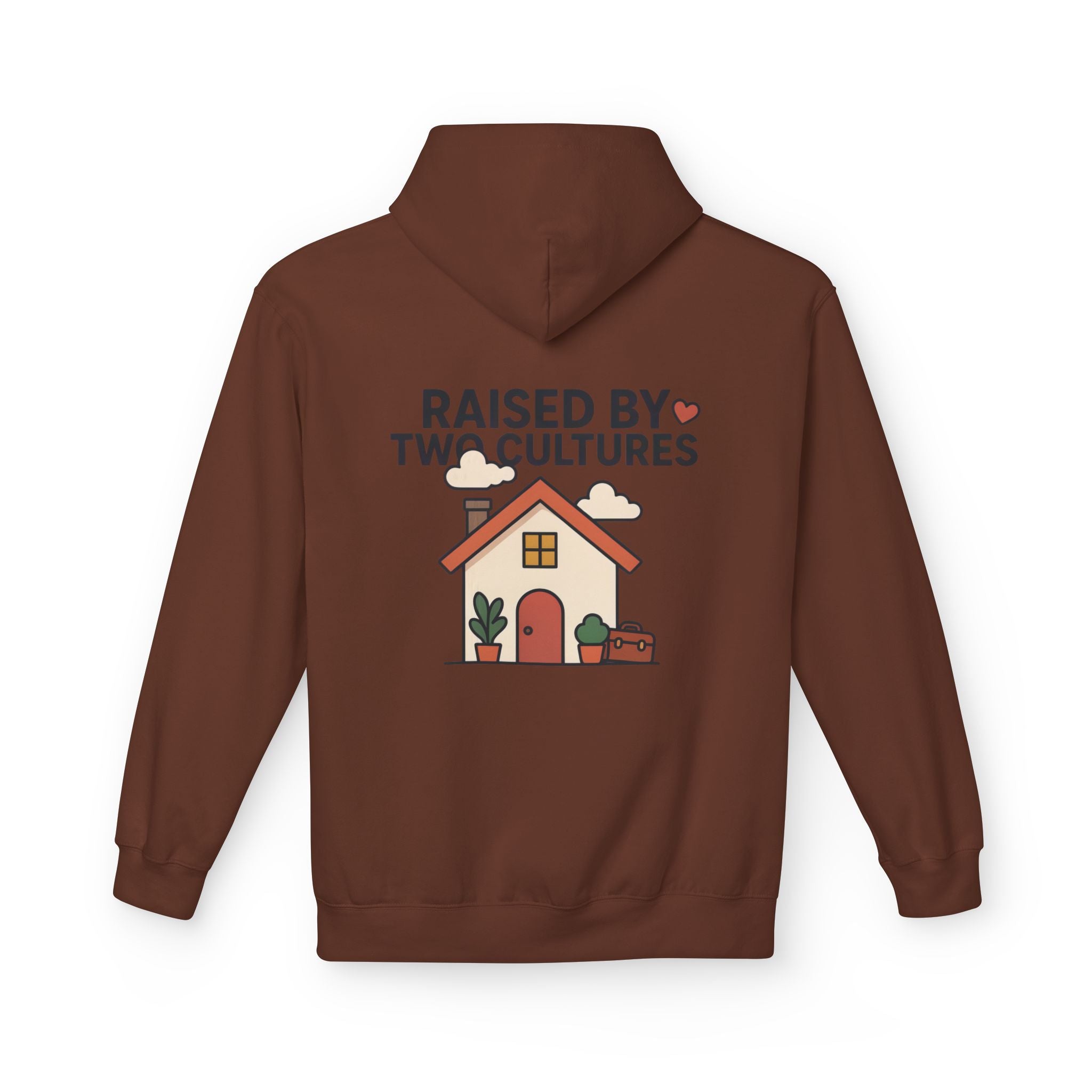 Raised by Two Cultures Hoodie — Multicultural Home Graphic Pullover