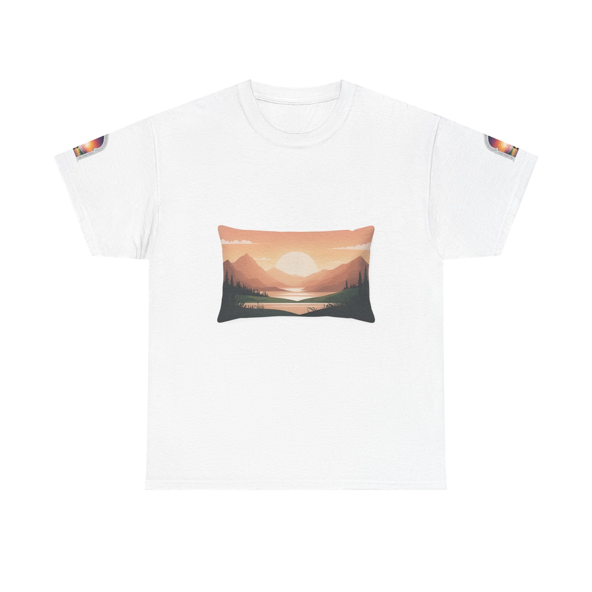 Sunset Mountain Landscape Tee - Retro Nature Graphic T-Shirt | Noorve | T-Shirt