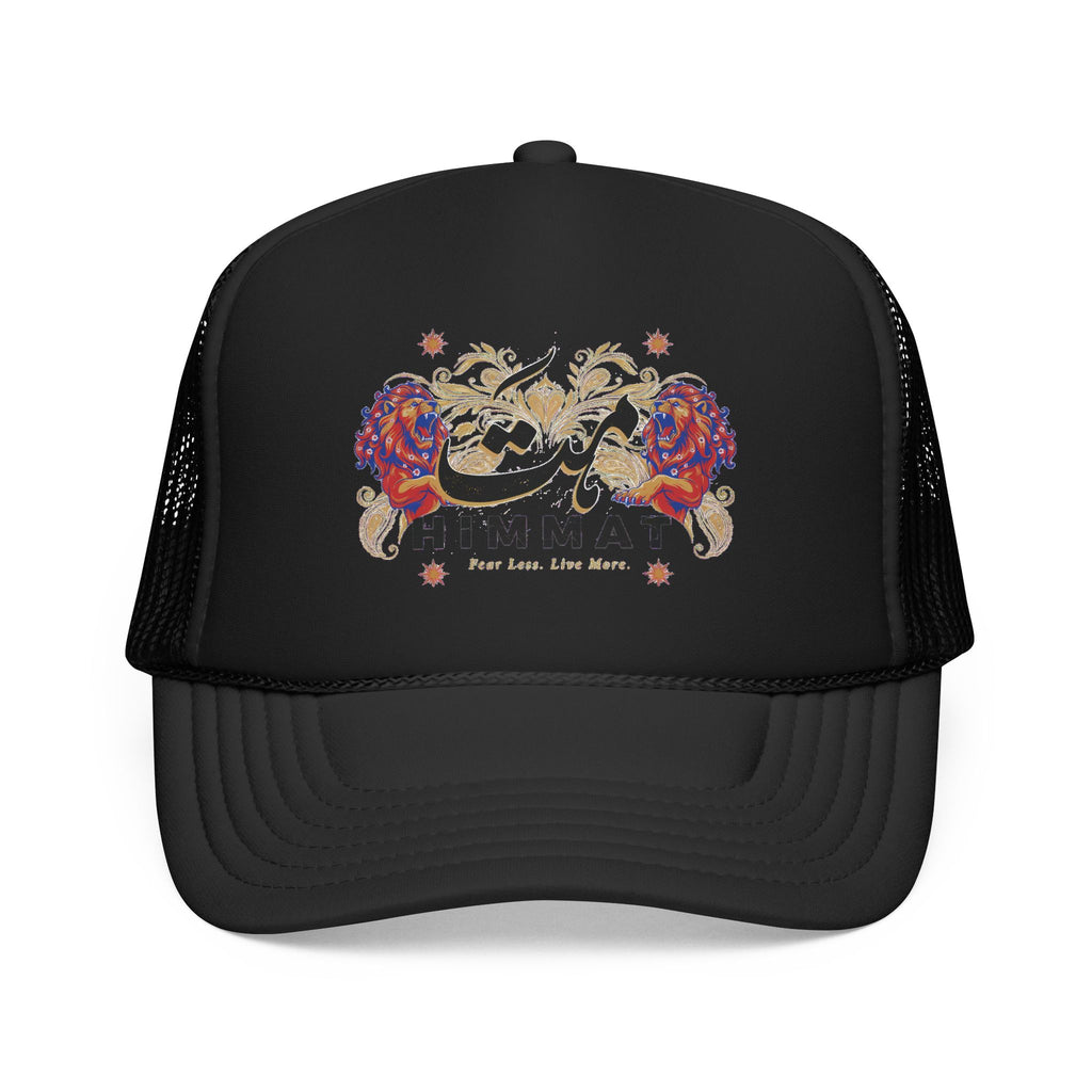 Trucker Hat — Vintage Floral Rose Skull Design (Live Loud, Live More)