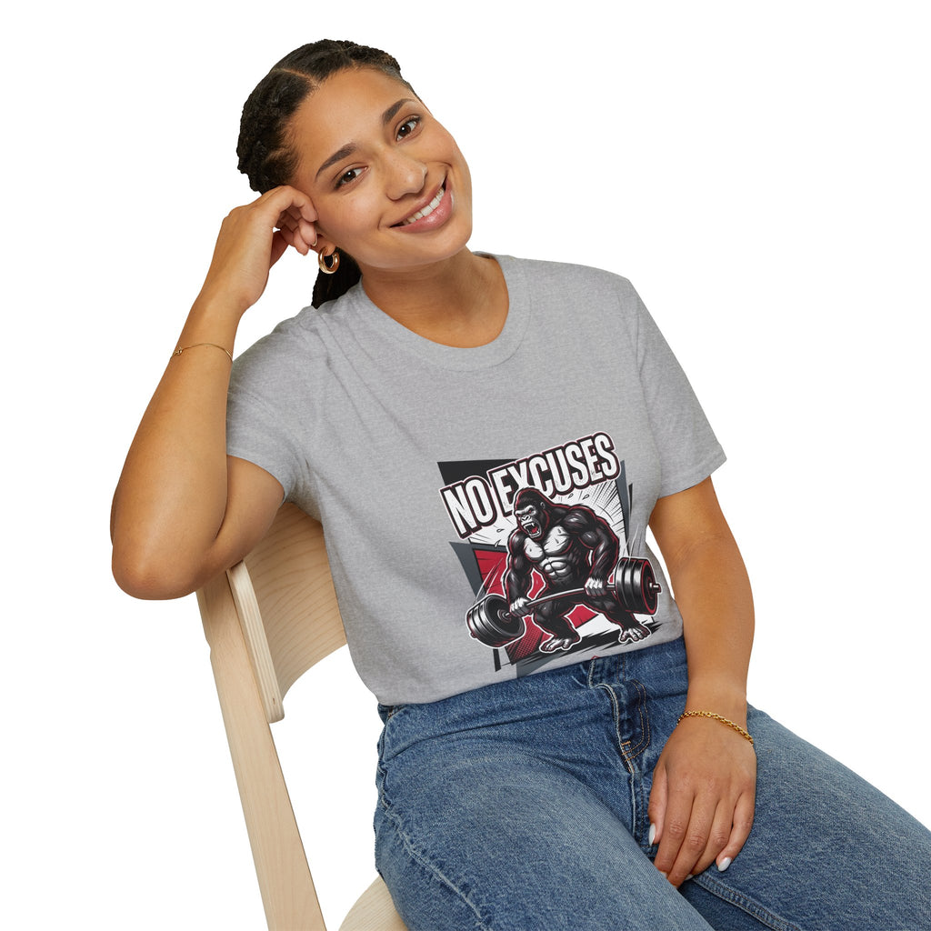 No Excuses T-Shirt — Motivational Gym Gorilla Fitness Tee