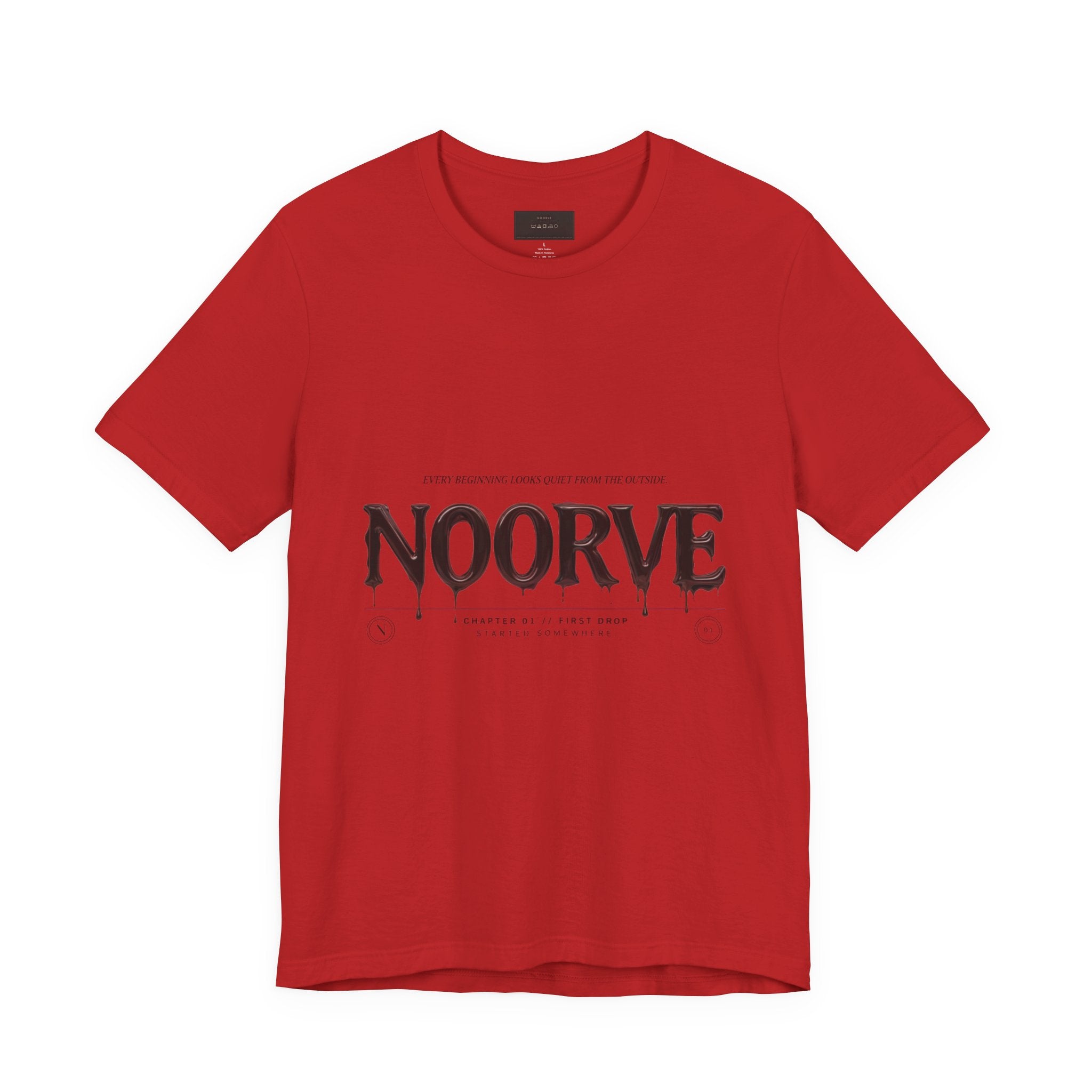 Noorve Drip Logo T-Shirt — Graphic White Tee with Gothic Dripping Text