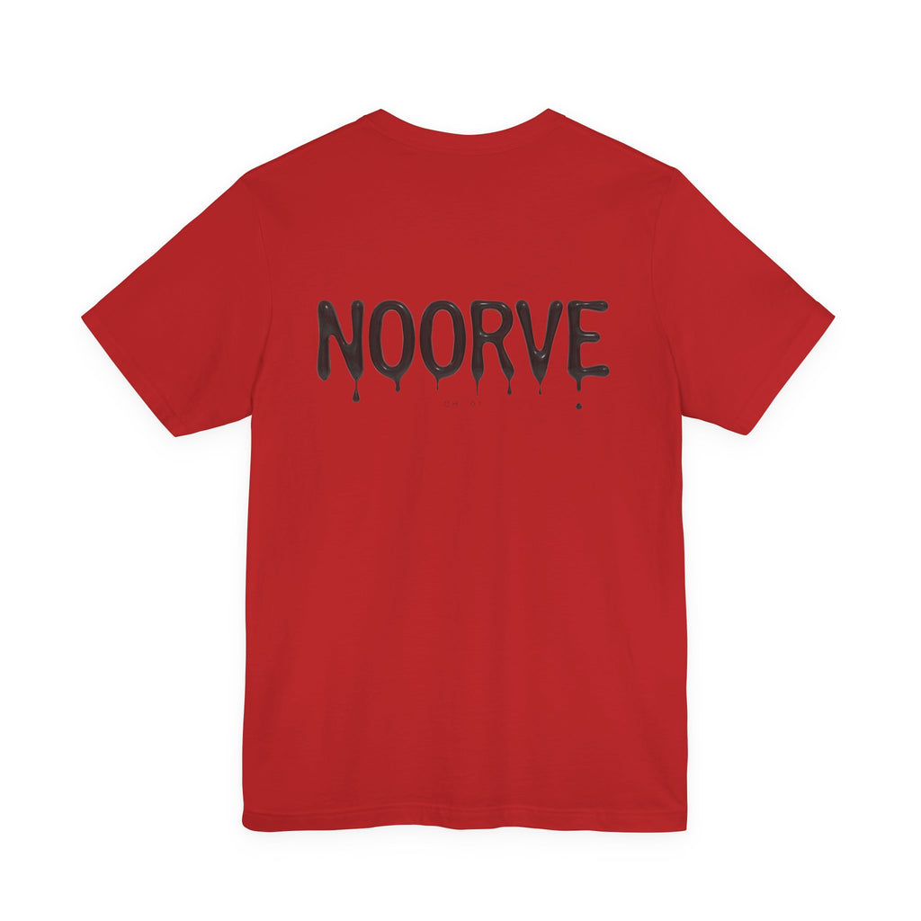 Noorve Drip Logo T-Shirt — Graphic White Tee with Gothic Dripping Text