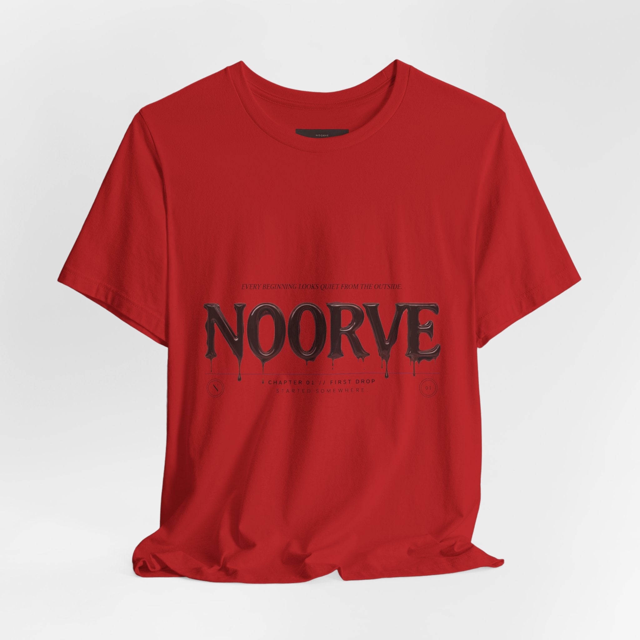 Noorve Drip Logo T-Shirt — Graphic White Tee with Gothic Dripping Text