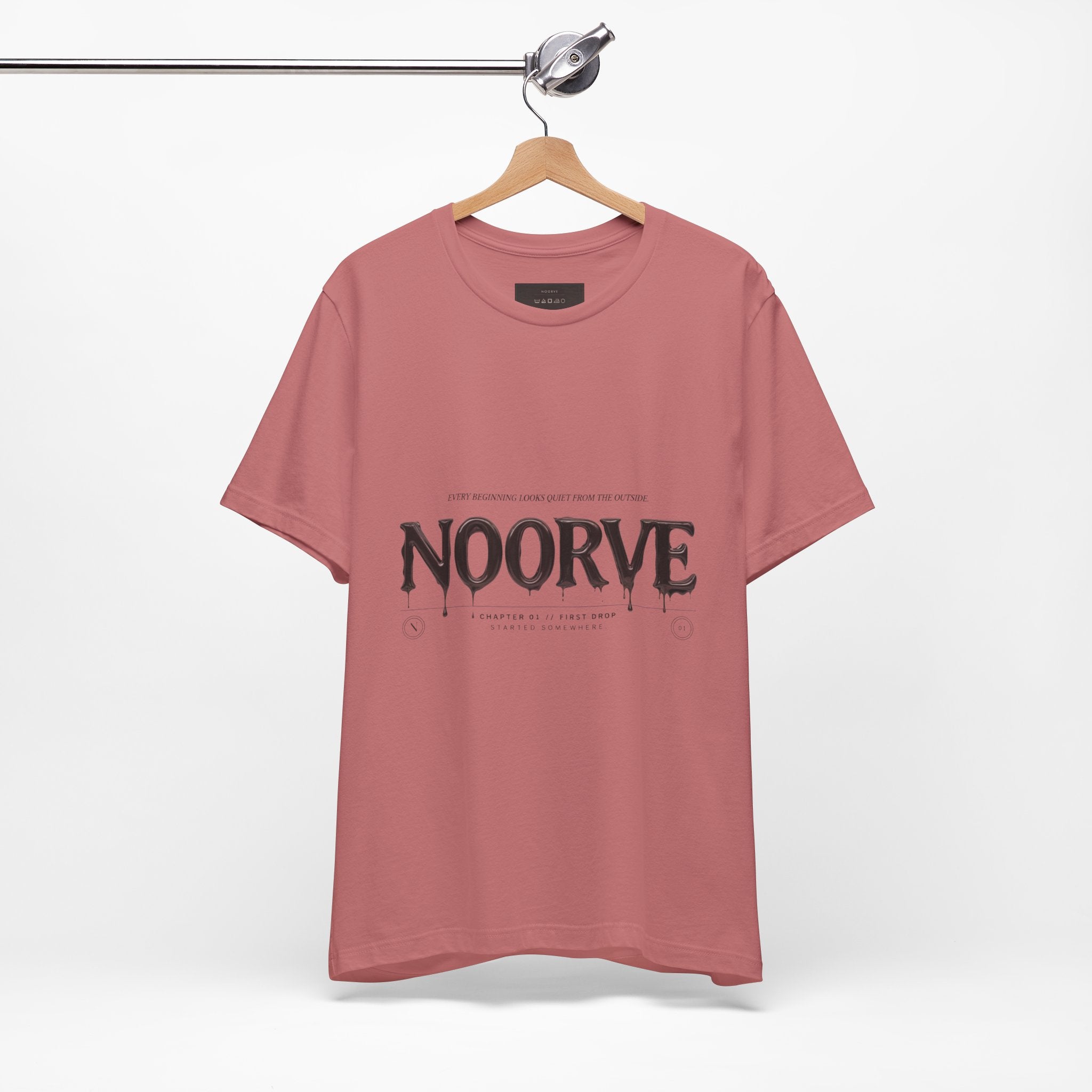 Noorve Drip Logo T-Shirt — Graphic White Tee with Gothic Dripping Text