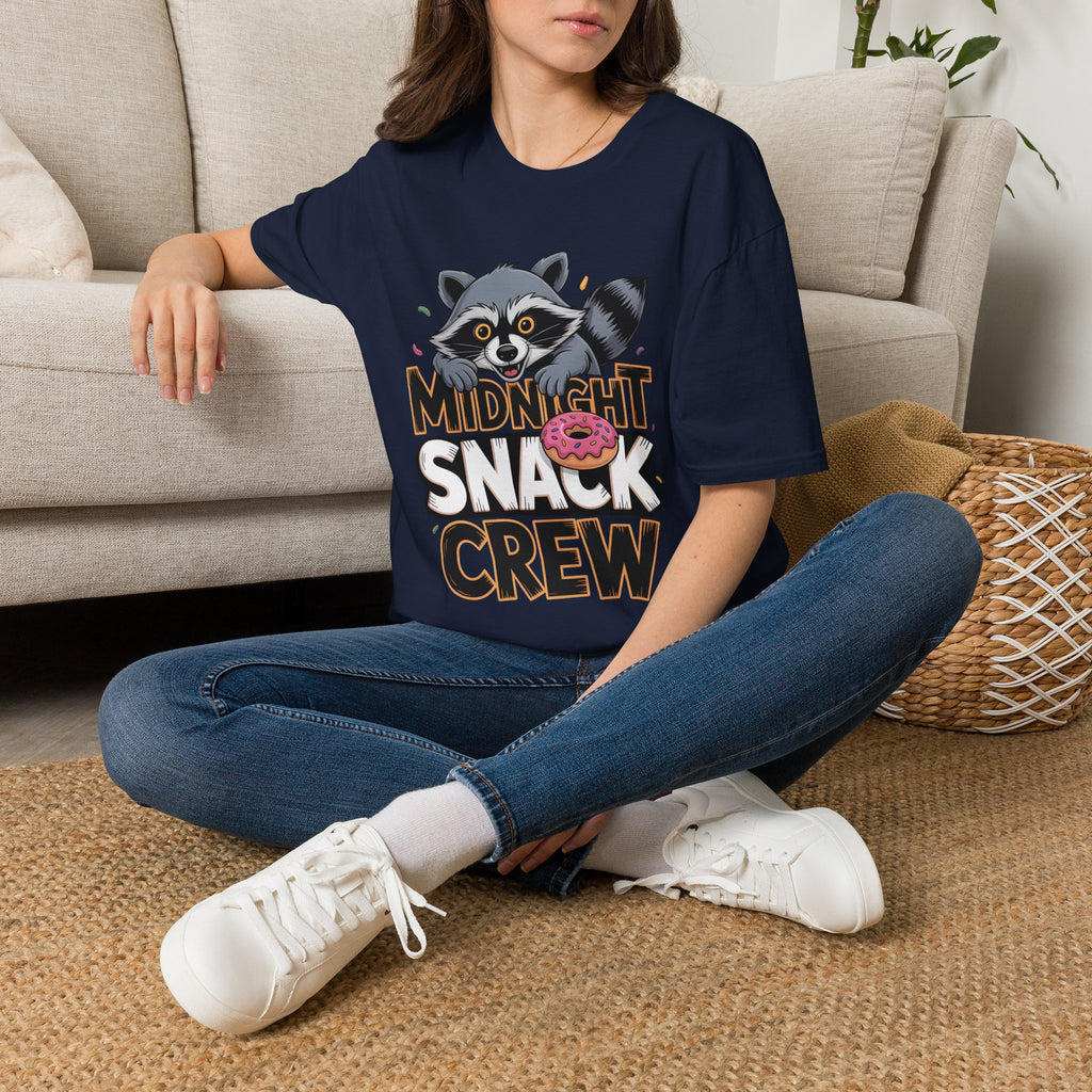 Midnight Snack Crew T-Shirt — Cute Raccoon Donut Tee