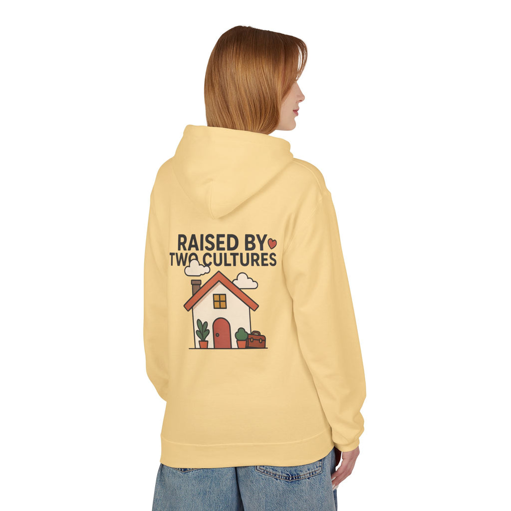 Raised by Two Cultures Hoodie — Multicultural Home Graphic Pullover