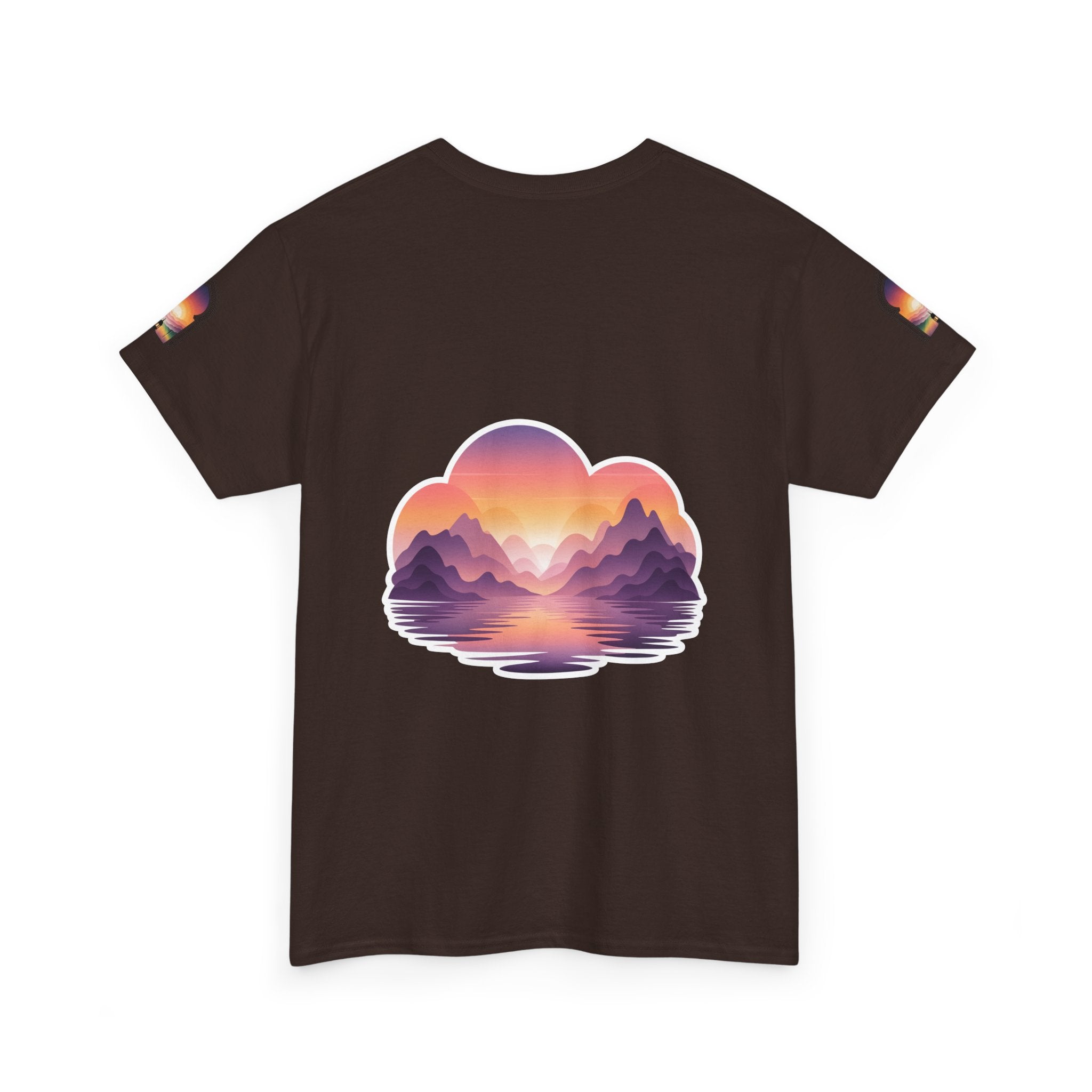Sunset Mountain Landscape Tee - Retro Nature Graphic T-Shirt