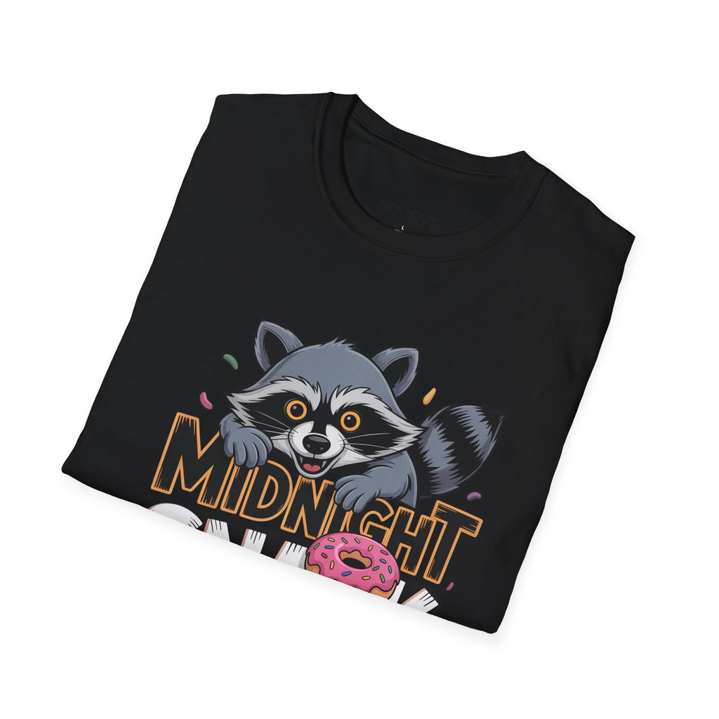Midnight Snack Crew T-Shirt — Cute Raccoon Donut Tee