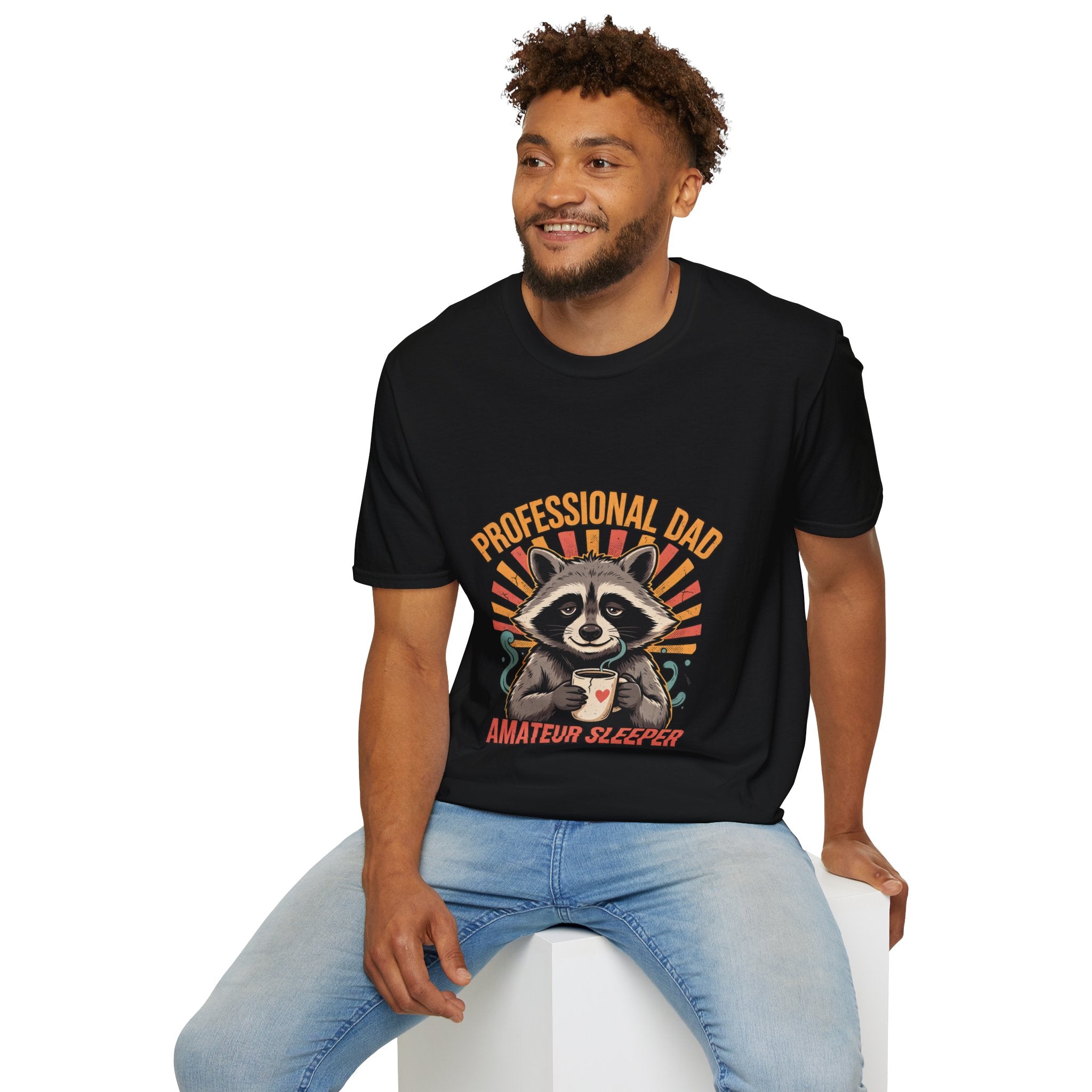 Dad T-Shirt – “Professional Dad, Amateur Sleeper” Cute Raccoon Father’s Day Tee