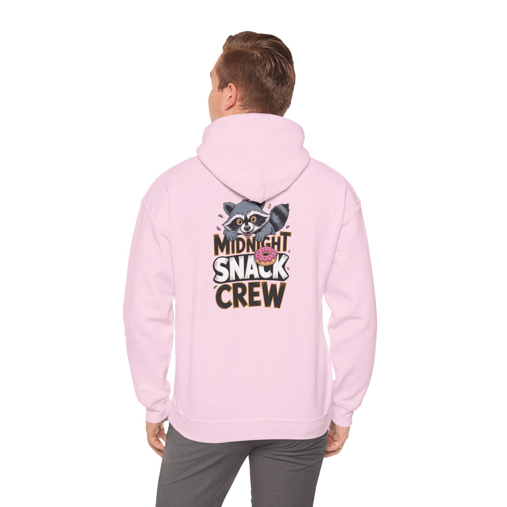 Midnight Snack Crew Hoodie — 'Wake the Sky' Raccoon Graphic Hooded Sweatshirt