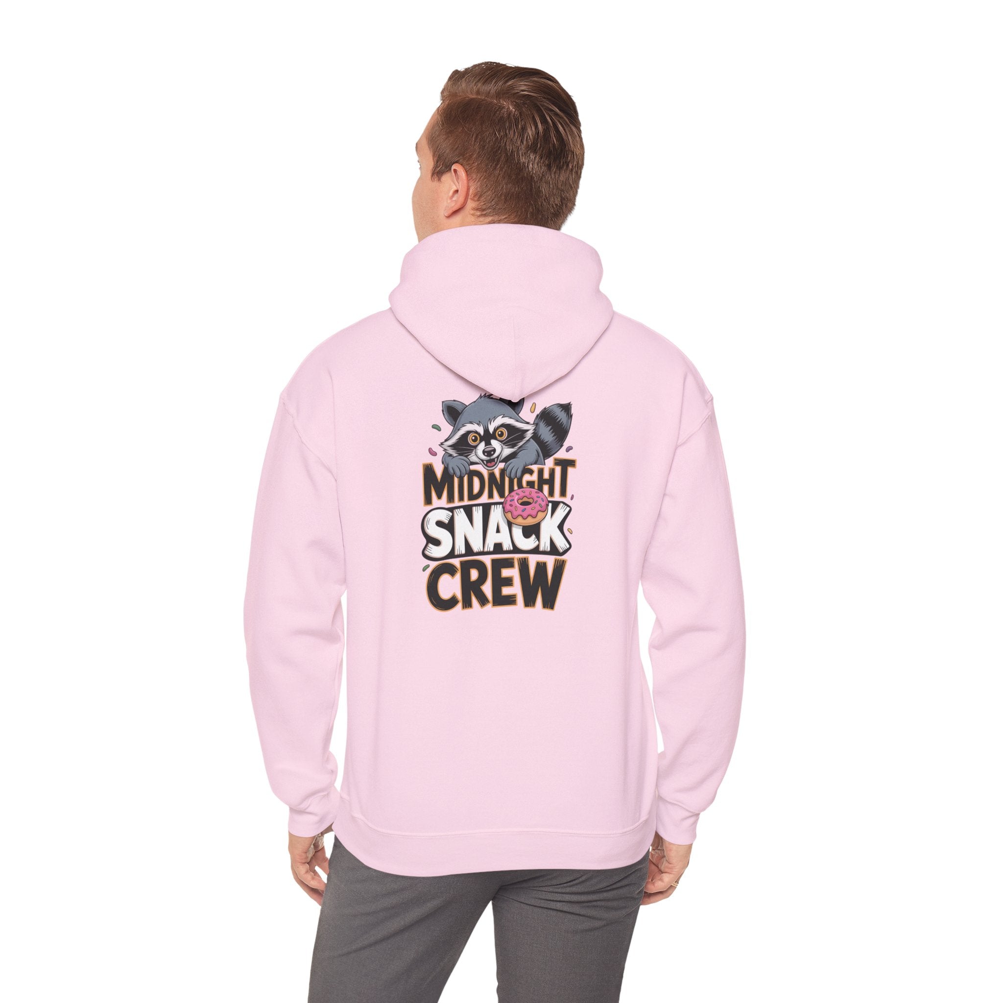 Midnight Snack Crew Hoodie — 'Wake the Sky' Raccoon Graphic Hooded Sweatshirt