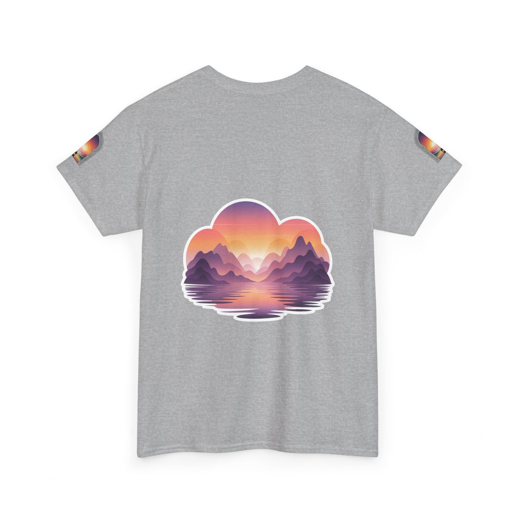 Sunset Mountain Landscape Tee - Retro Nature Graphic T-Shirt